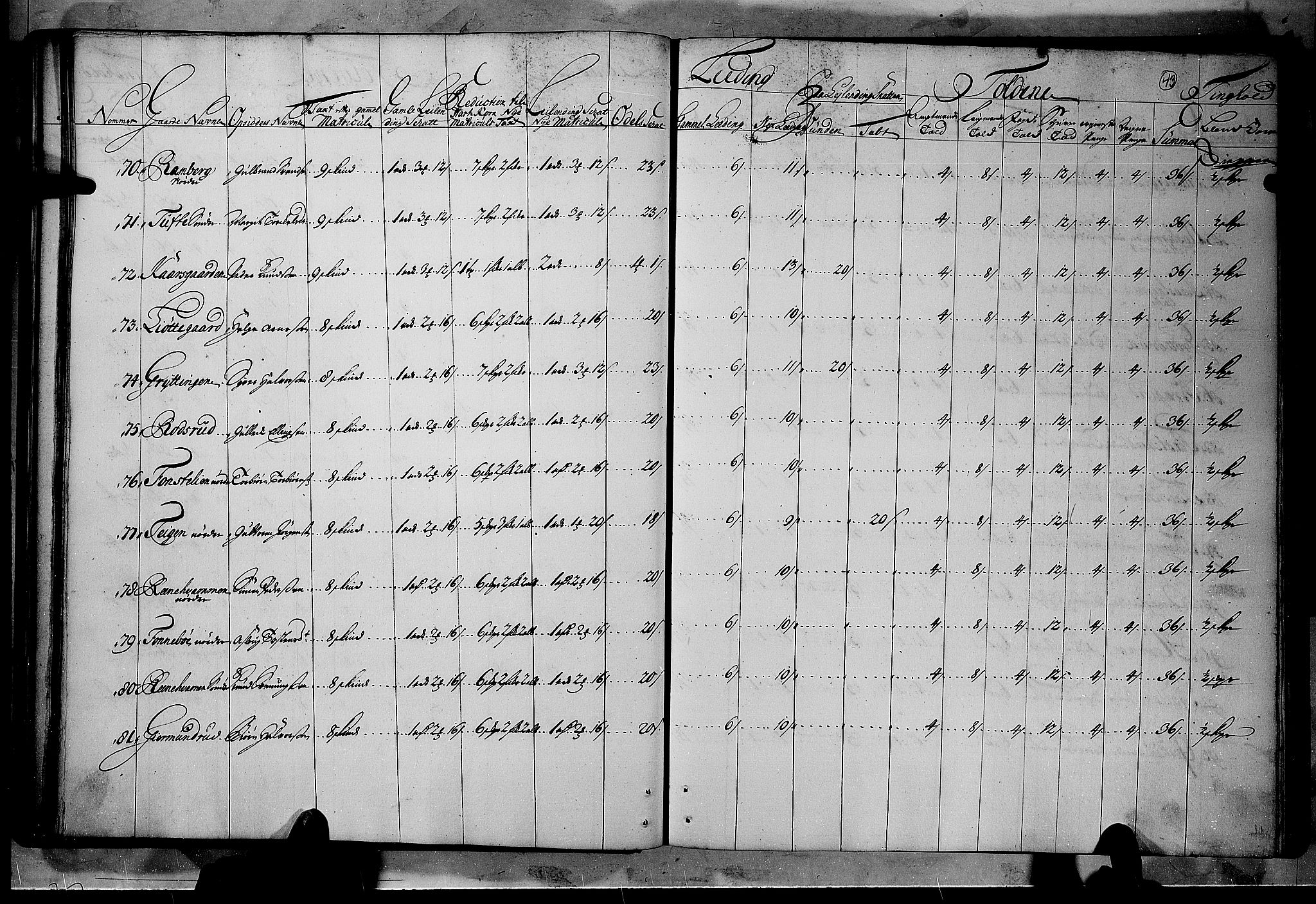 Rentekammeret inntil 1814, Realistisk ordnet avdeling, AV/RA-EA-4070/N/Nb/Nbf/L0114: Numedal og Sandsvær matrikkelprotokoll, 1723, p. 42b-43a