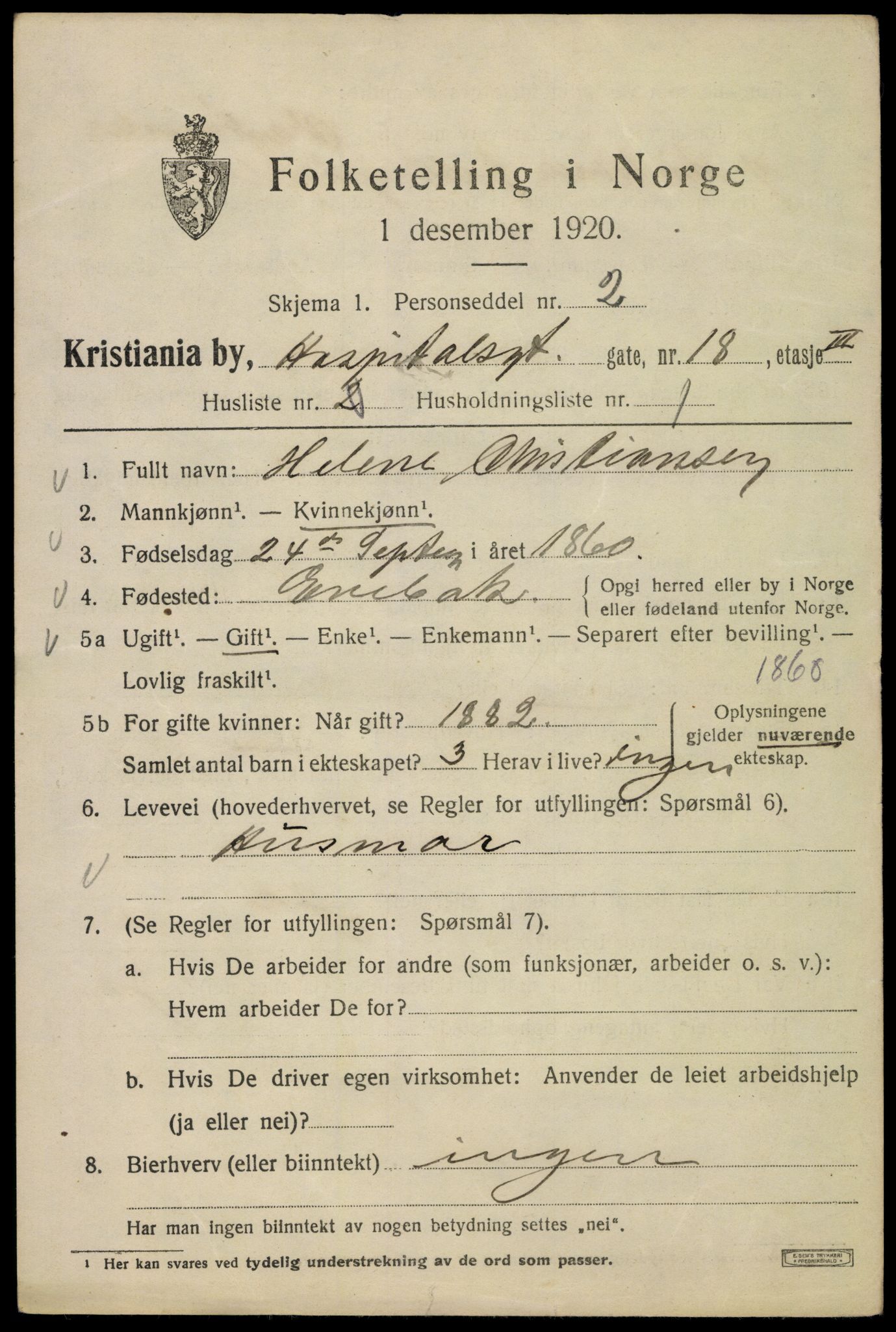 SAO, 1920 census for Kristiania, 1920, p. 299329