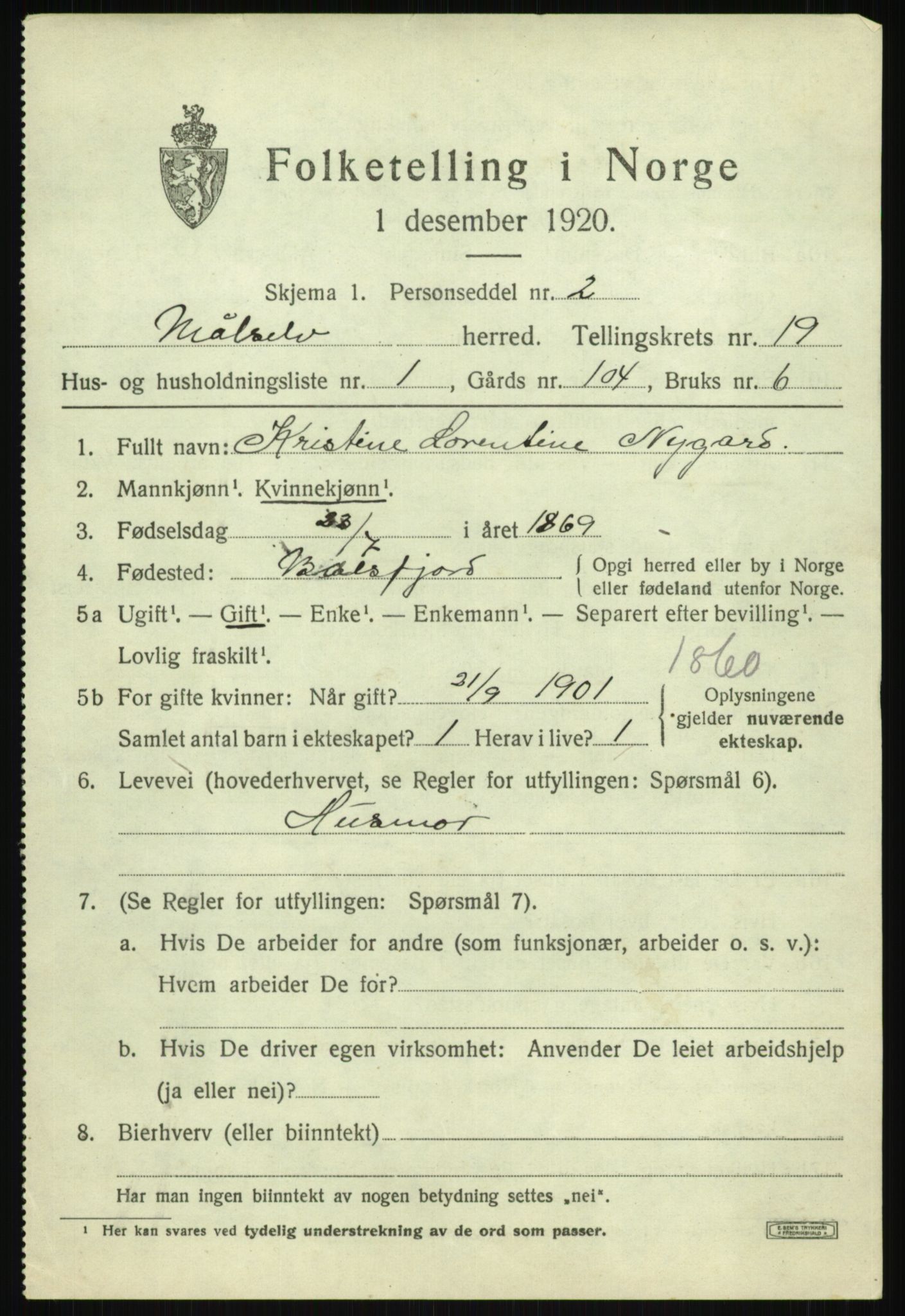 SATØ, 1920 census for Målselv, 1920, p. 9173