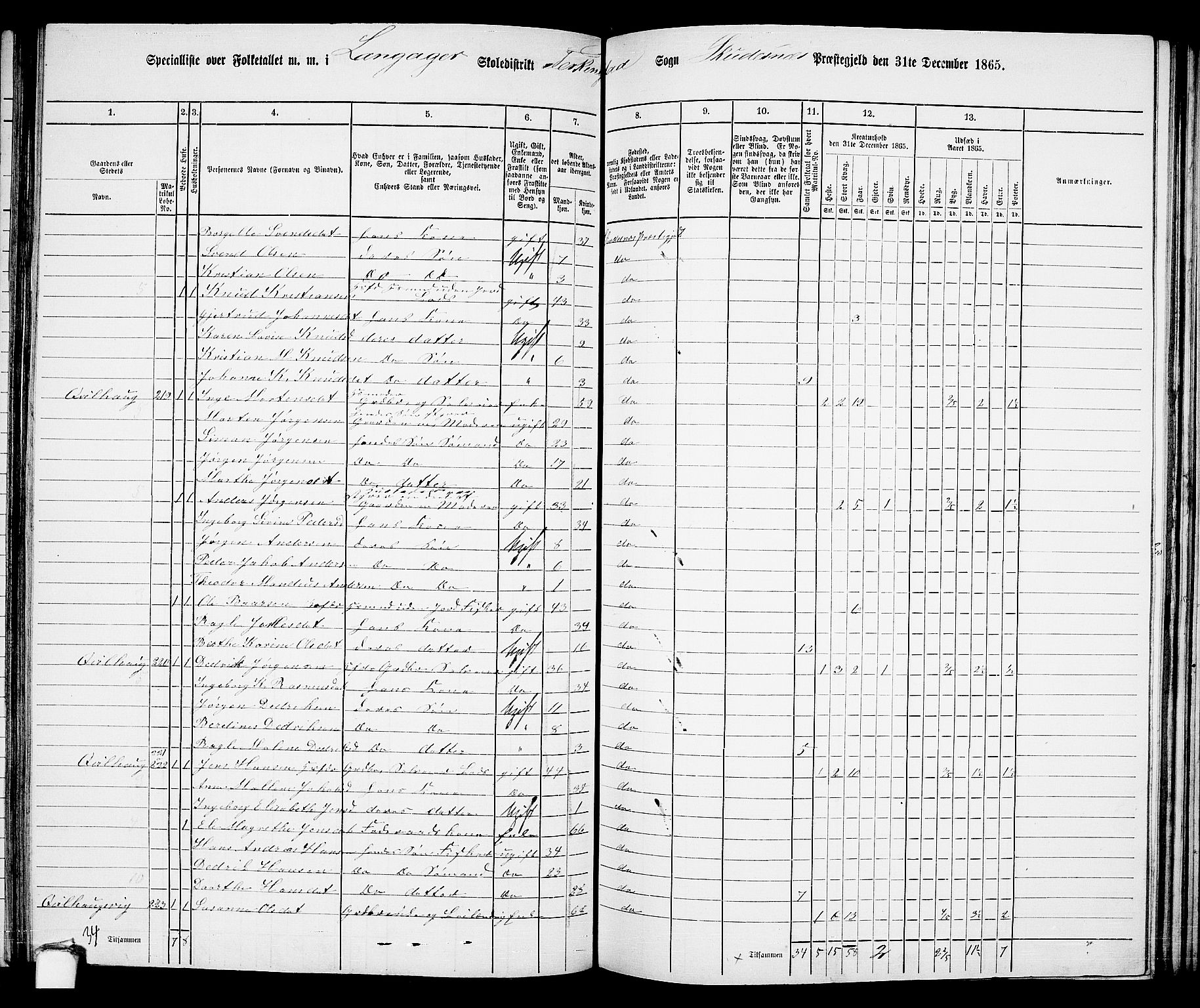 RA, 1865 census for Skudenes, 1865, p. 115