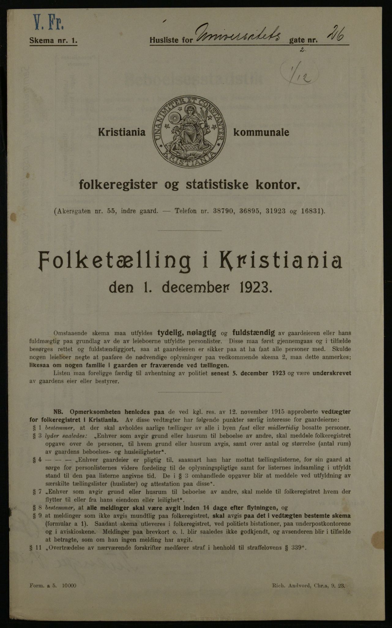 OBA, Municipal Census 1923 for Kristiania, 1923, p. 132884