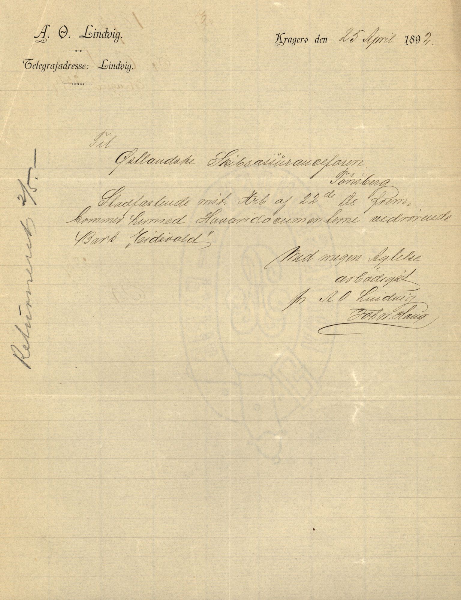 Pa 63 - Østlandske skibsassuranceforening, VEMU/A-1079/G/Ga/L0027/0006: Havaridokumenter / Union, Trio, Einar, Eidsvold, Emma, Svalen, 1891, p. 42