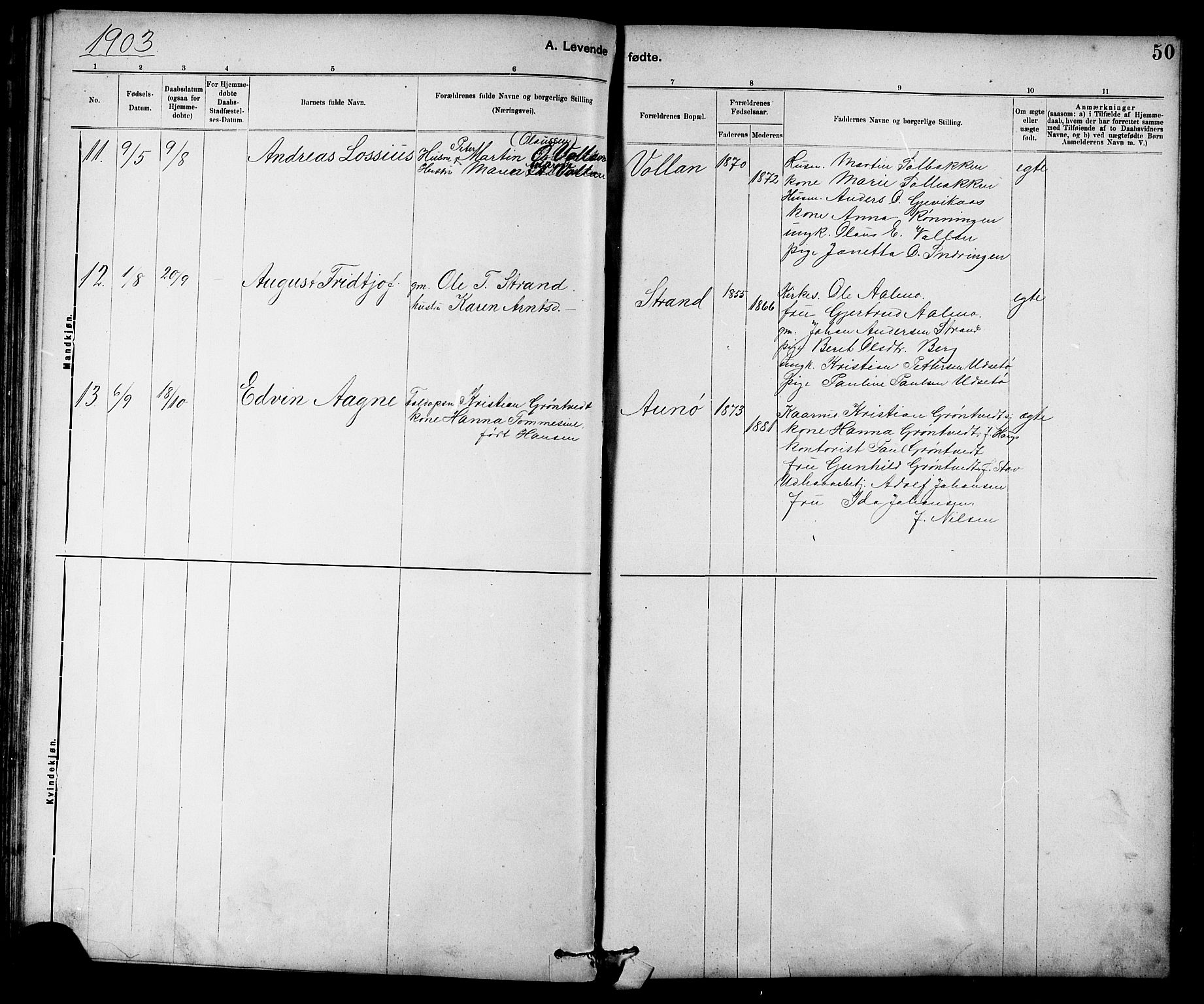 Ministerialprotokoller, klokkerbøker og fødselsregistre - Sør-Trøndelag, SAT/A-1456/639/L0573: Parish register (copy) no. 639C01, 1890-1905, p. 50