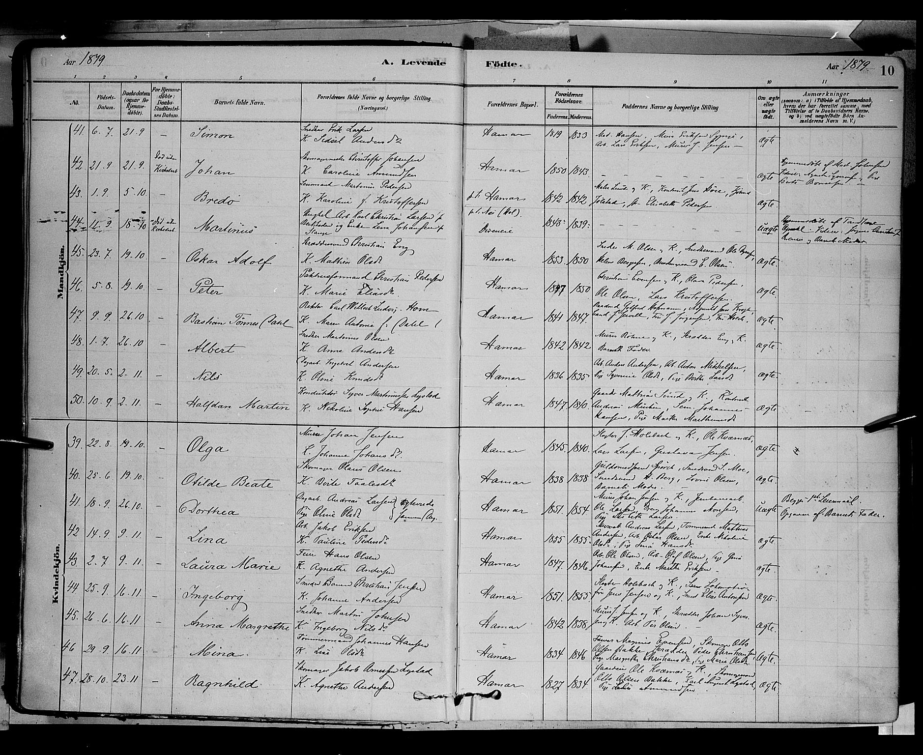 Vang prestekontor, Hedmark, AV/SAH-PREST-008/H/Ha/Haa/L0016: Parish register (official) no. 16, 1878-1889, p. 10