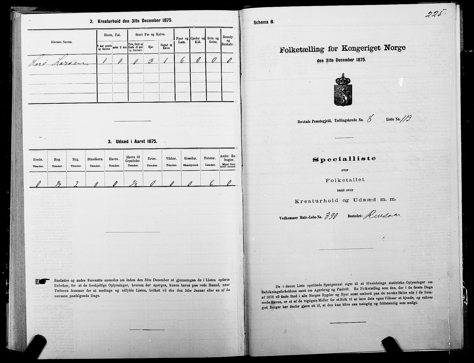 SATØ, 1875 census for 1917P Ibestad, 1875, p. 5225