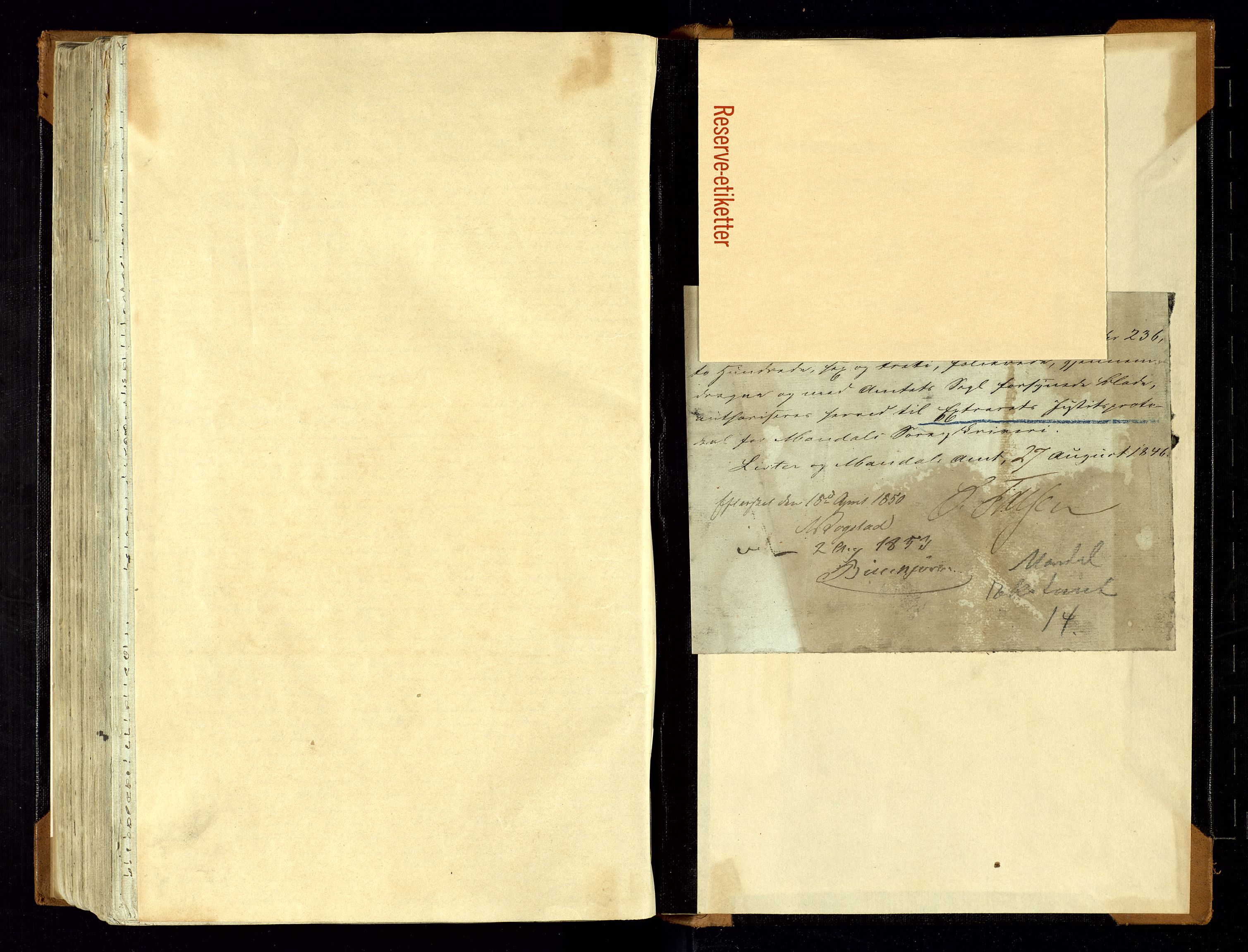 Mandal sorenskriveri, SAK/1221-0005/001/F/Fb/L0016: Ekstrarettsprotokoll med register for fast eiendom nr 14, 1846-1853