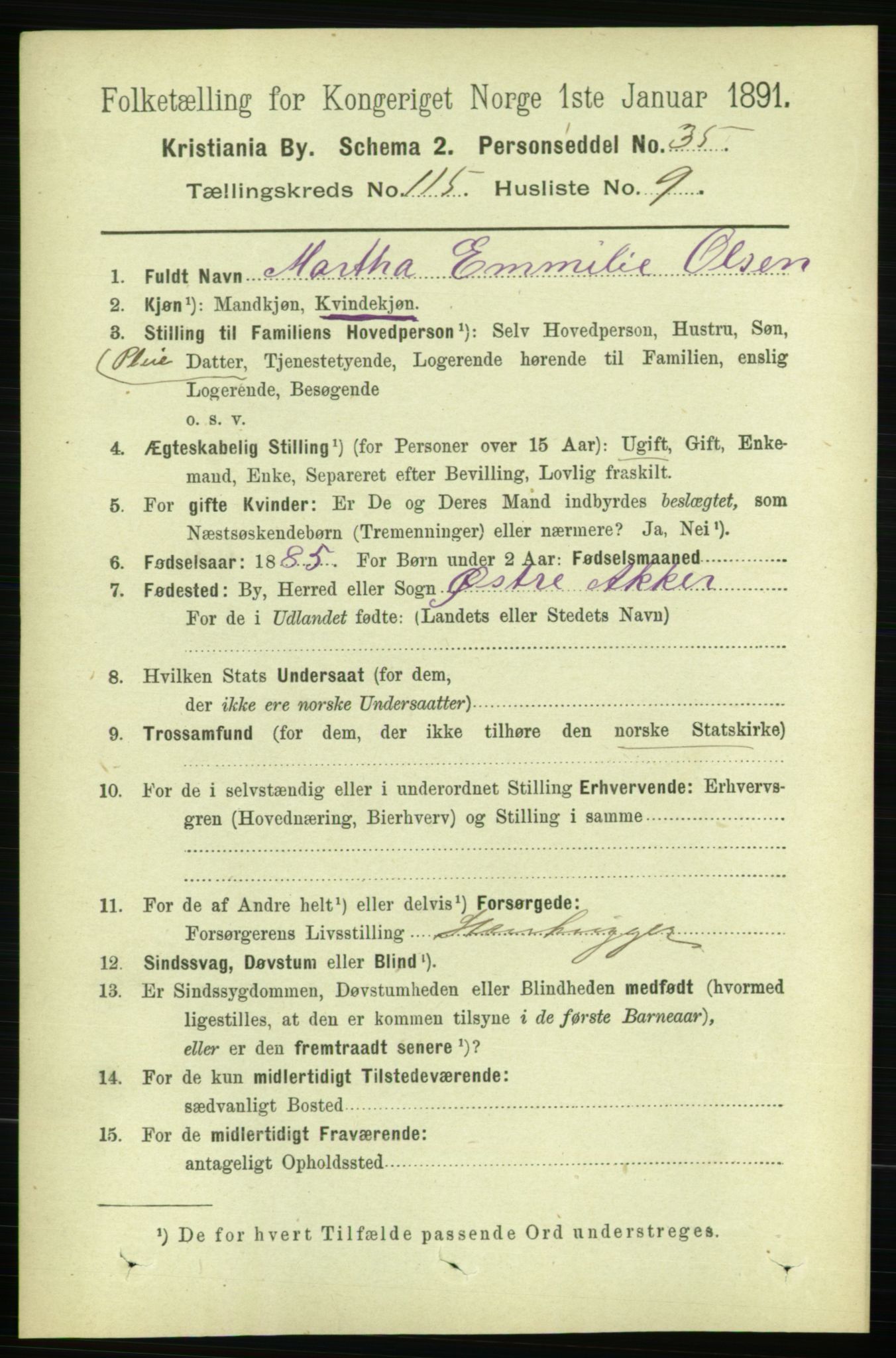 RA, 1891 census for 0301 Kristiania, 1891, p. 61922