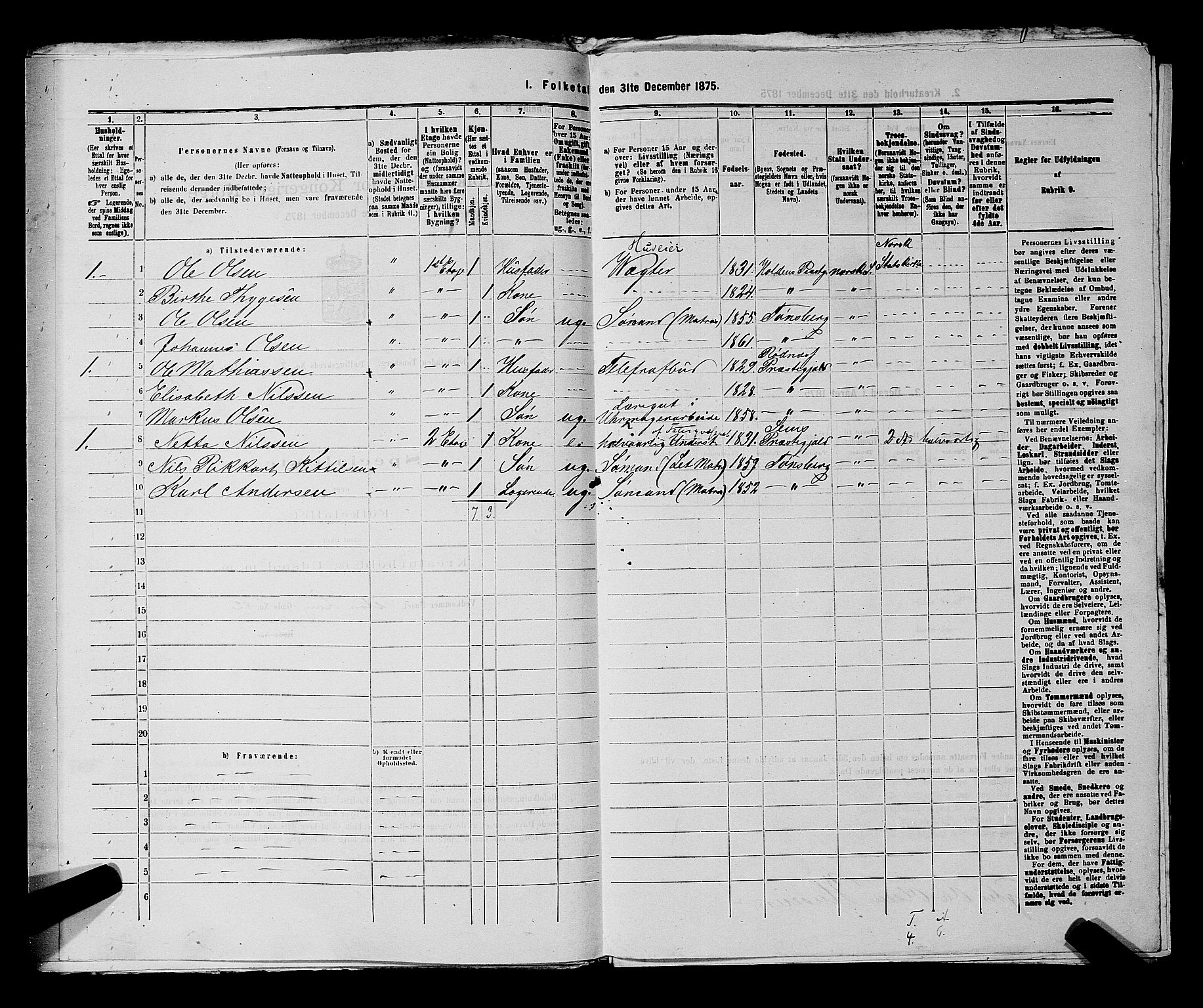 SAKO, 1875 census for 0705P Tønsberg, 1875, p. 277