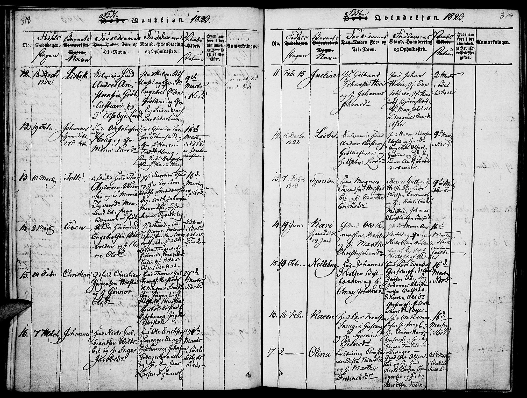 Nes prestekontor, Hedmark, AV/SAH-PREST-020/K/Ka/L0002: Parish register (official) no. 2, 1813-1827, p. 318-319