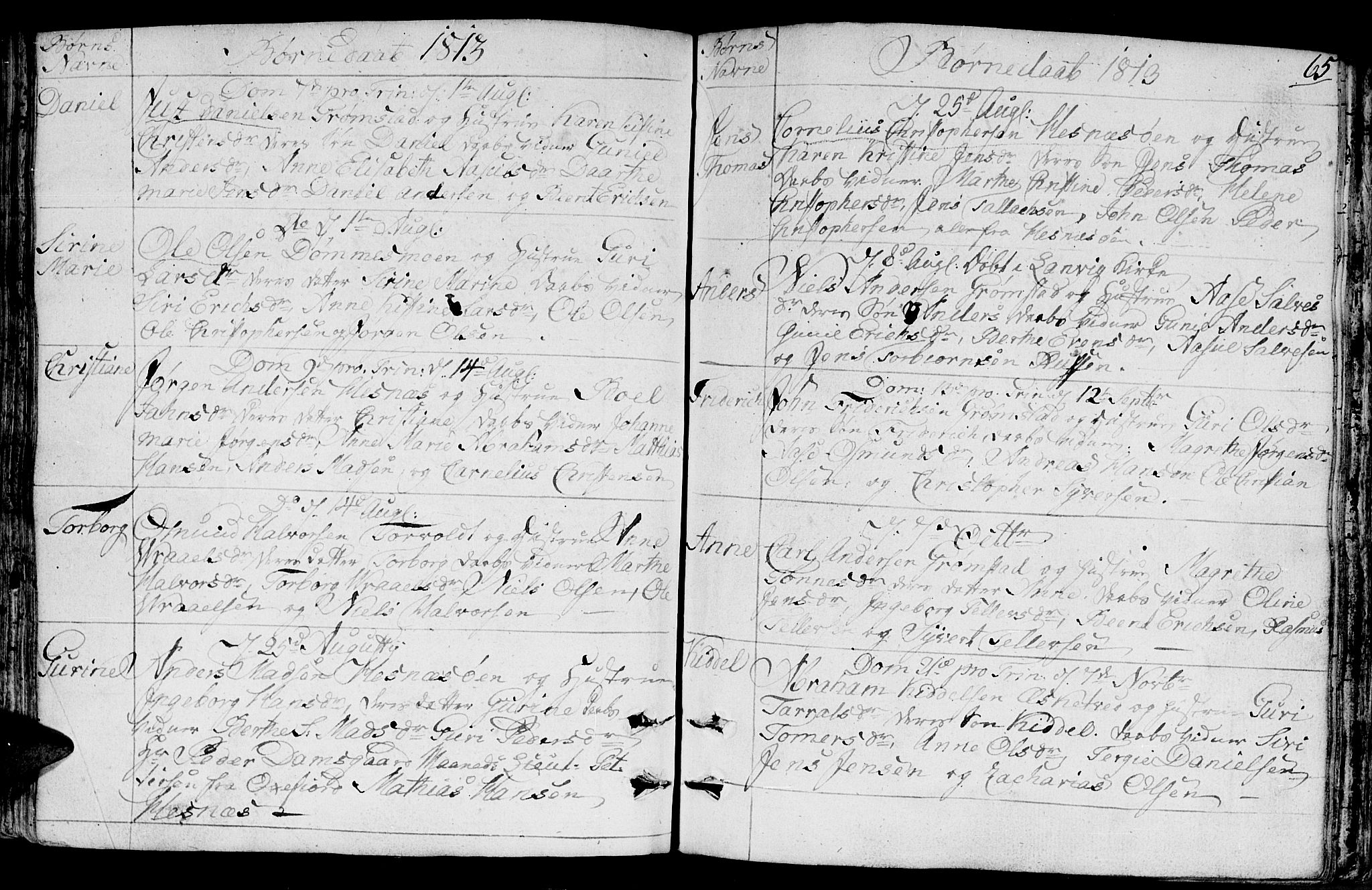 Fjære sokneprestkontor, AV/SAK-1111-0011/F/Fb/L0006: Parish register (copy) no. B 6, 1803-1817, p. 65