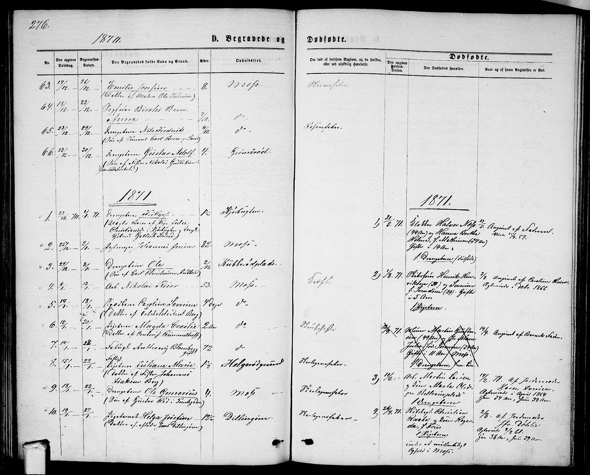 Moss prestekontor Kirkebøker, AV/SAO-A-2003/G/Ga/L0004: Parish register (copy) no.  I 4, 1869-1877, p. 276