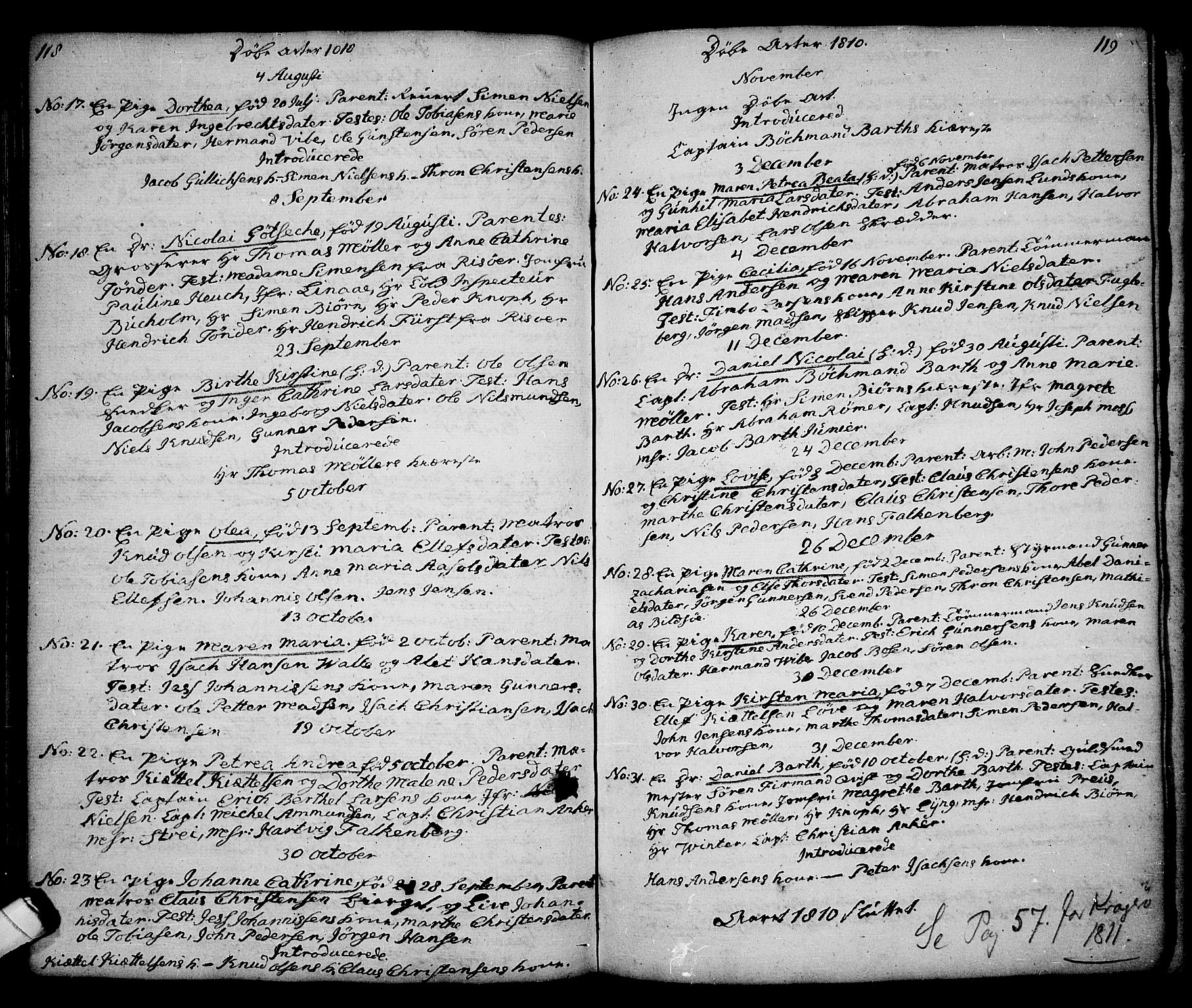 Kragerø kirkebøker, SAKO/A-278/G/Ga/L0001: Parish register (copy) no. 1 /1, 1806-1811, p. 118-119