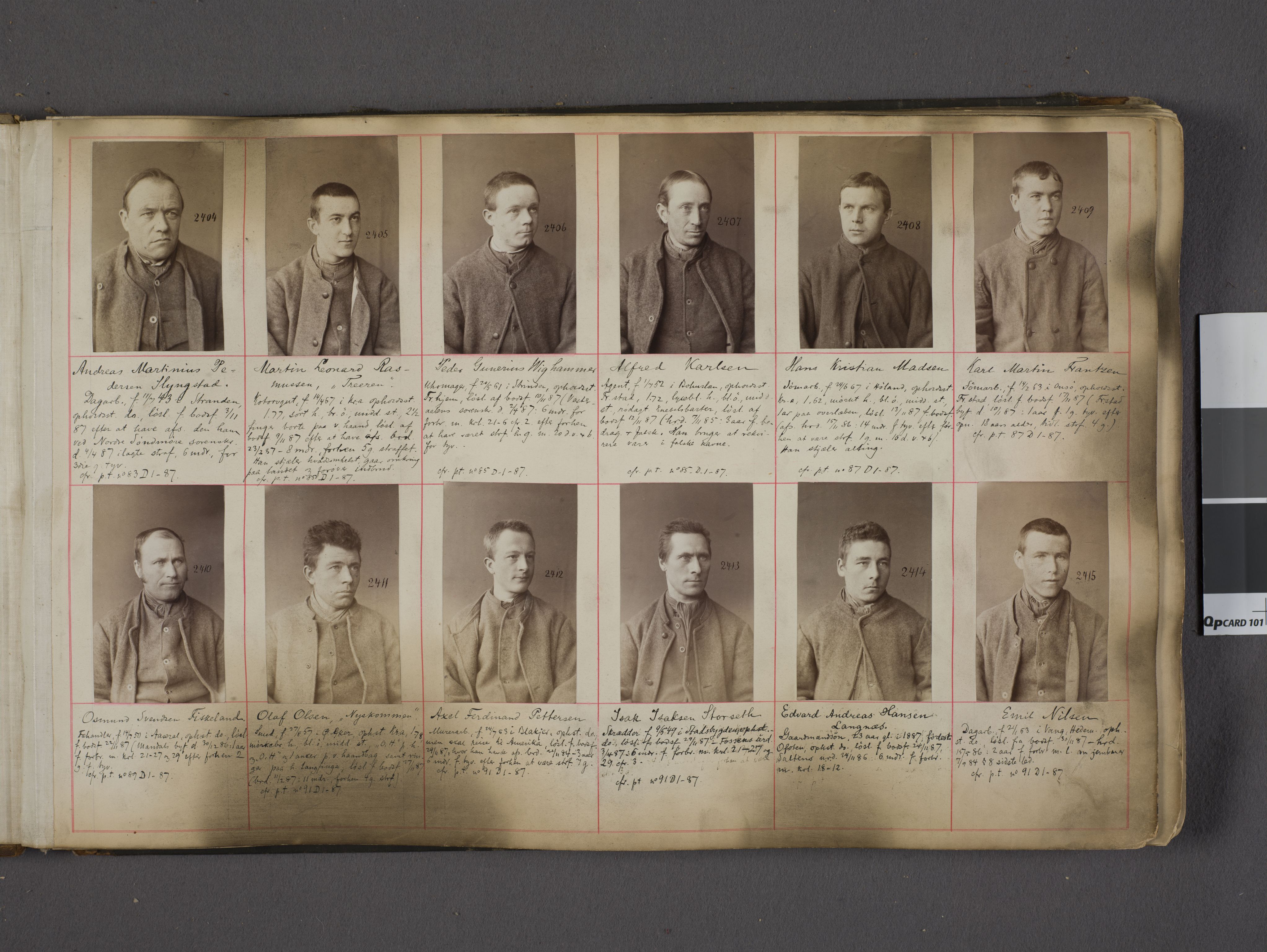Oslo politikammer, Kriminalavdelingen, AV/SAO-A-11137/U/Ua/L0002: Forbryteralbum, 1887-1891, p. 1
