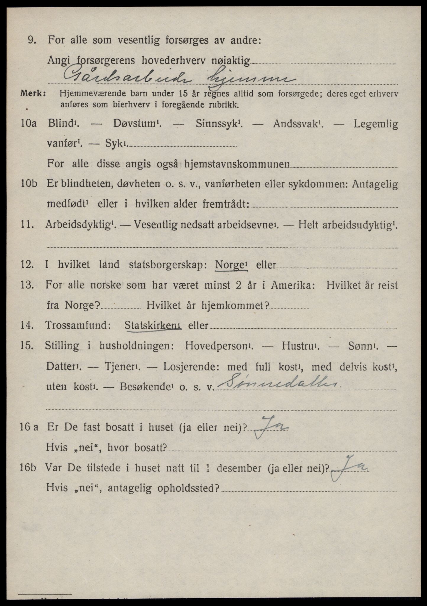 SAT, 1920 census for Rindal, 1920, p. 5399