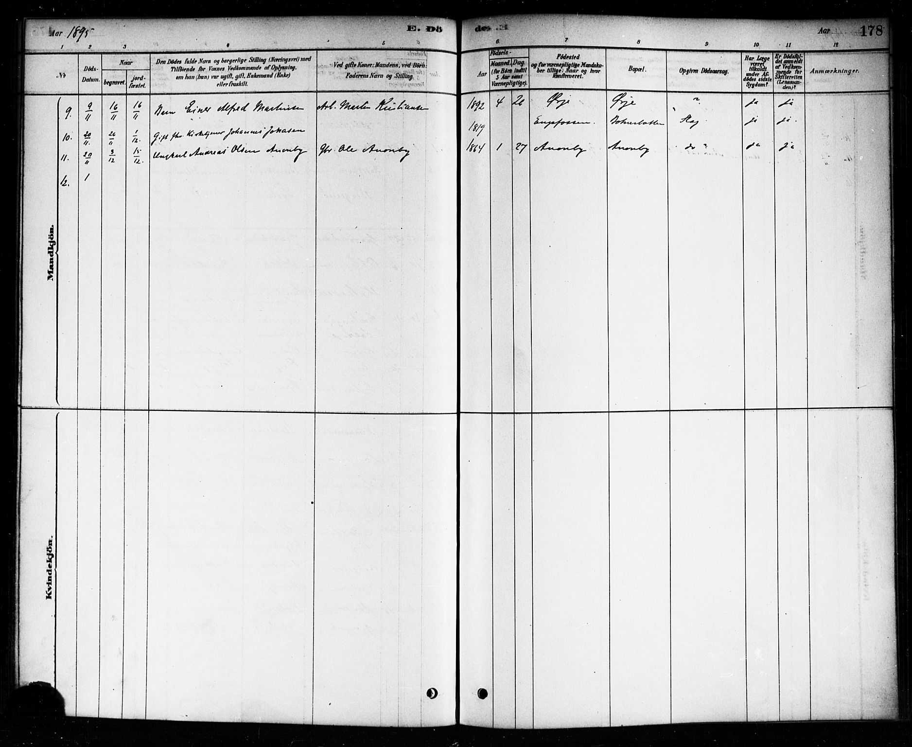 Aremark prestekontor Kirkebøker, SAO/A-10899/F/Fb/L0004: Parish register (official) no. II 4, 1878-1895, p. 178