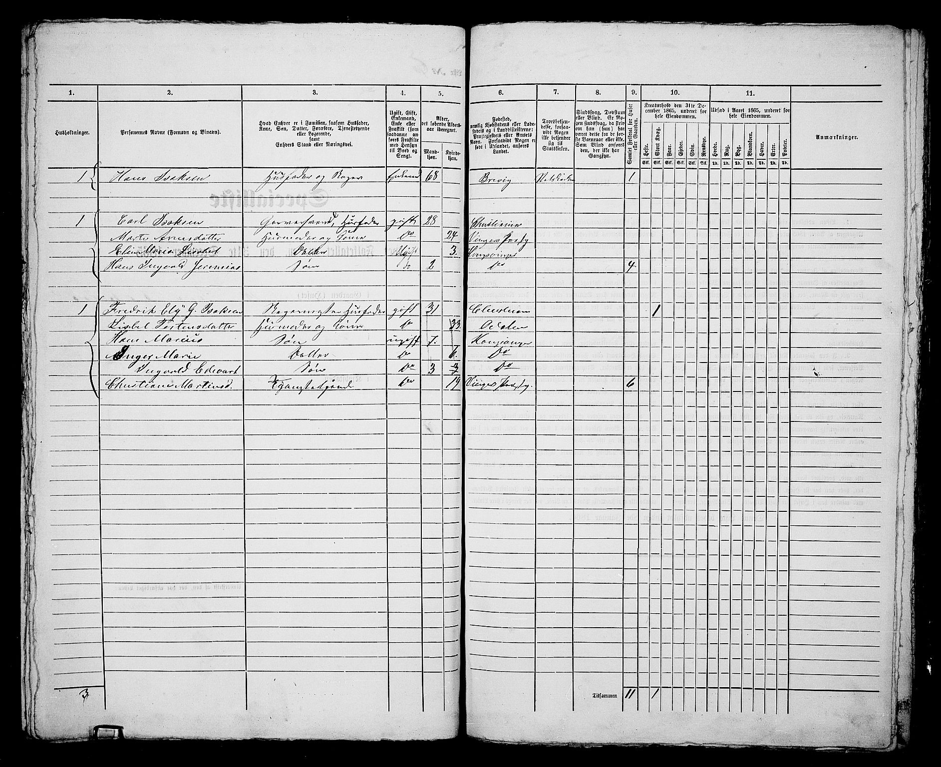 RA, 1865 census for Vinger/Kongsvinger, 1865, p. 132