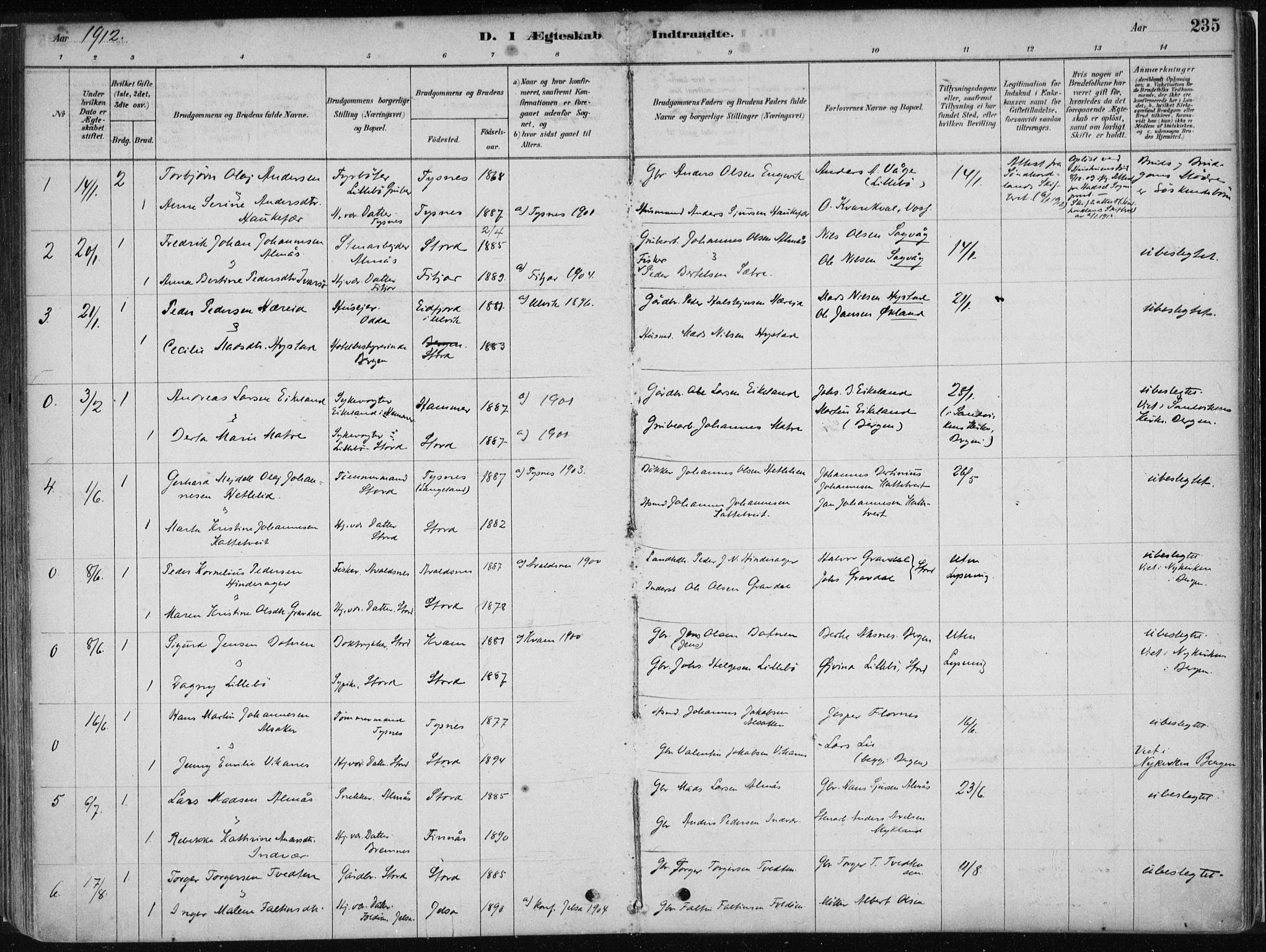Stord sokneprestembete, SAB/A-78201/H/Haa: Parish register (official) no. B 2, 1878-1913, p. 235
