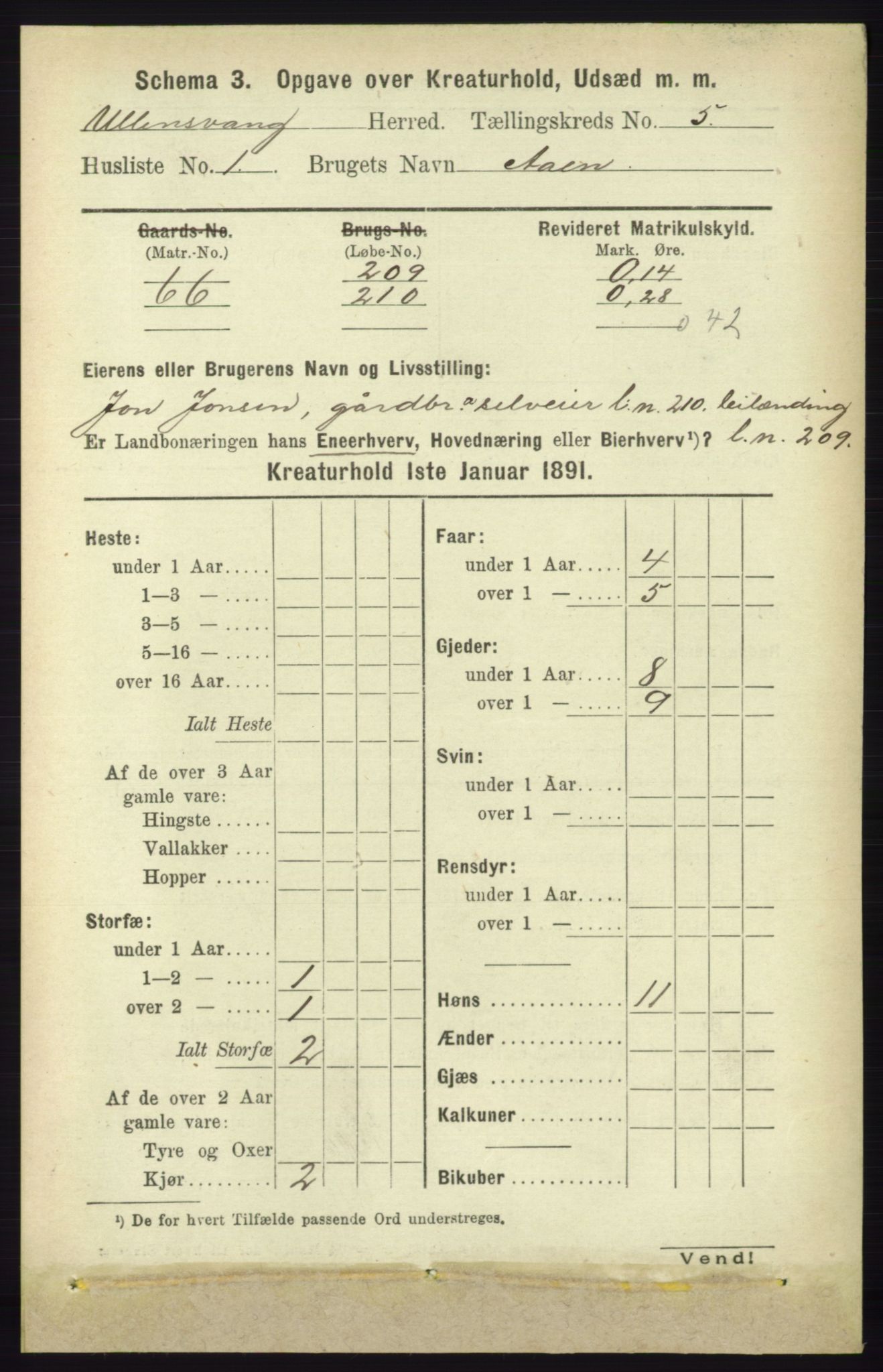 RA, 1891 census for 1230 Ullensvang, 1891, p. 7139