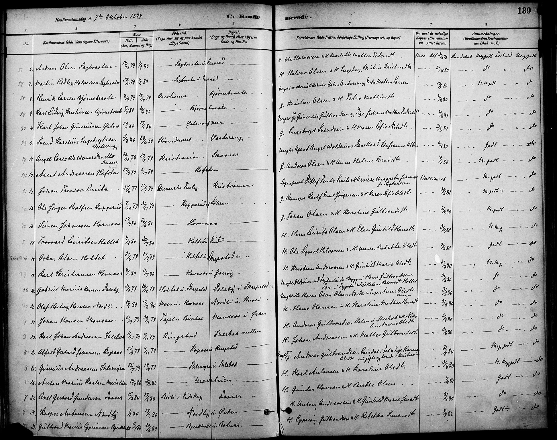 Høland prestekontor Kirkebøker, SAO/A-10346a/F/Fa/L0013: Parish register (official) no. I 13, 1880-1897, p. 139