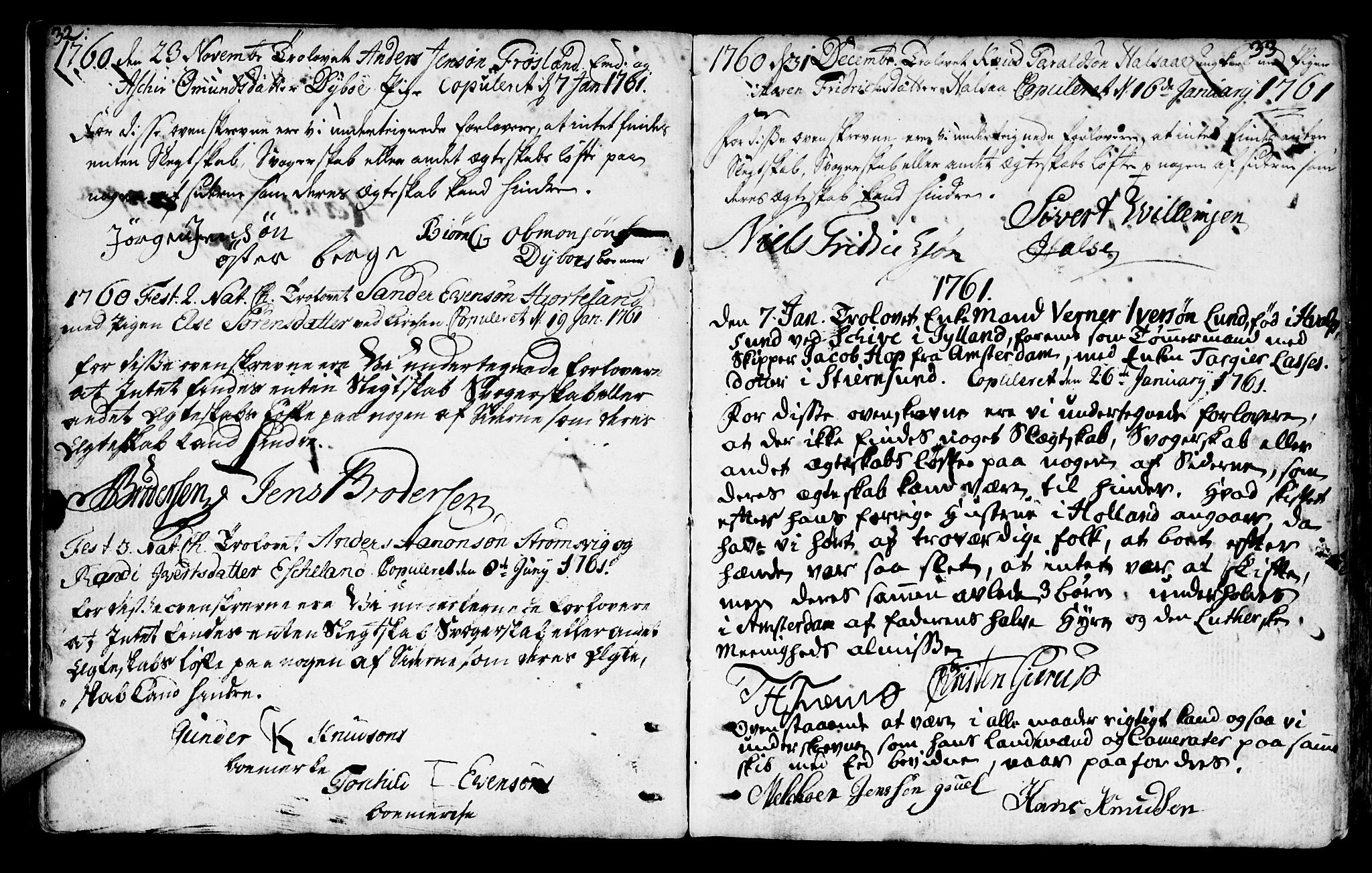 Mandal sokneprestkontor, AV/SAK-1111-0030/F/Fa/Faa/L0006: Parish register (official) no. A 6, 1755-1783, p. 32-33