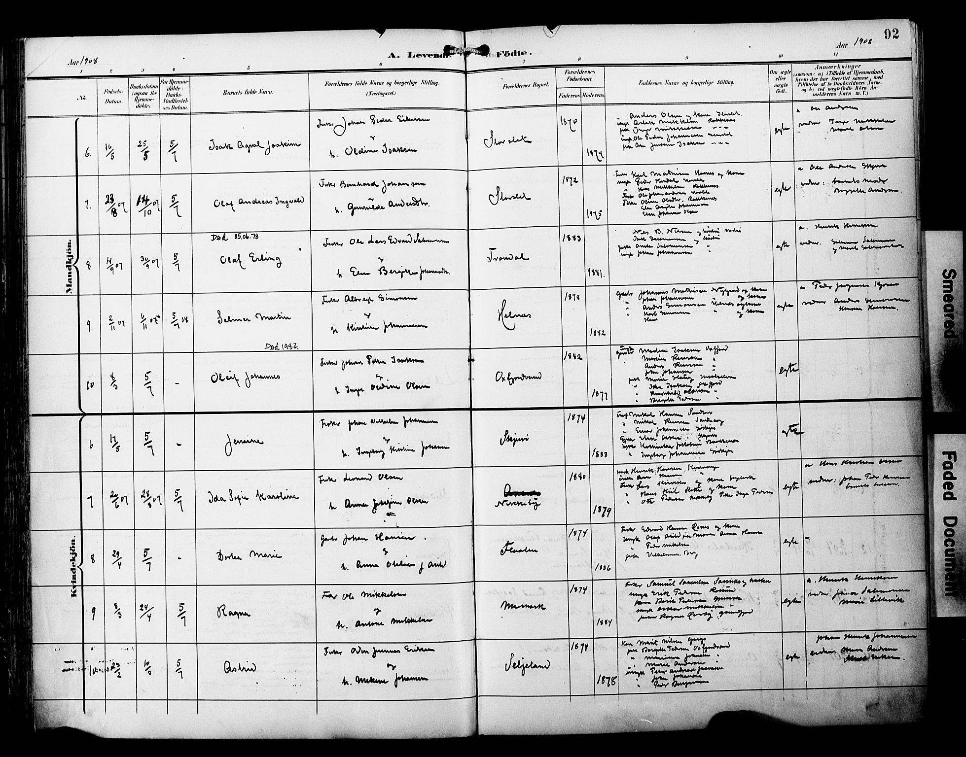 Skjervøy sokneprestkontor, AV/SATØ-S-1300/H/Ha/Haa/L0015kirke: Parish register (official) no. 15, 1899-1909, p. 92