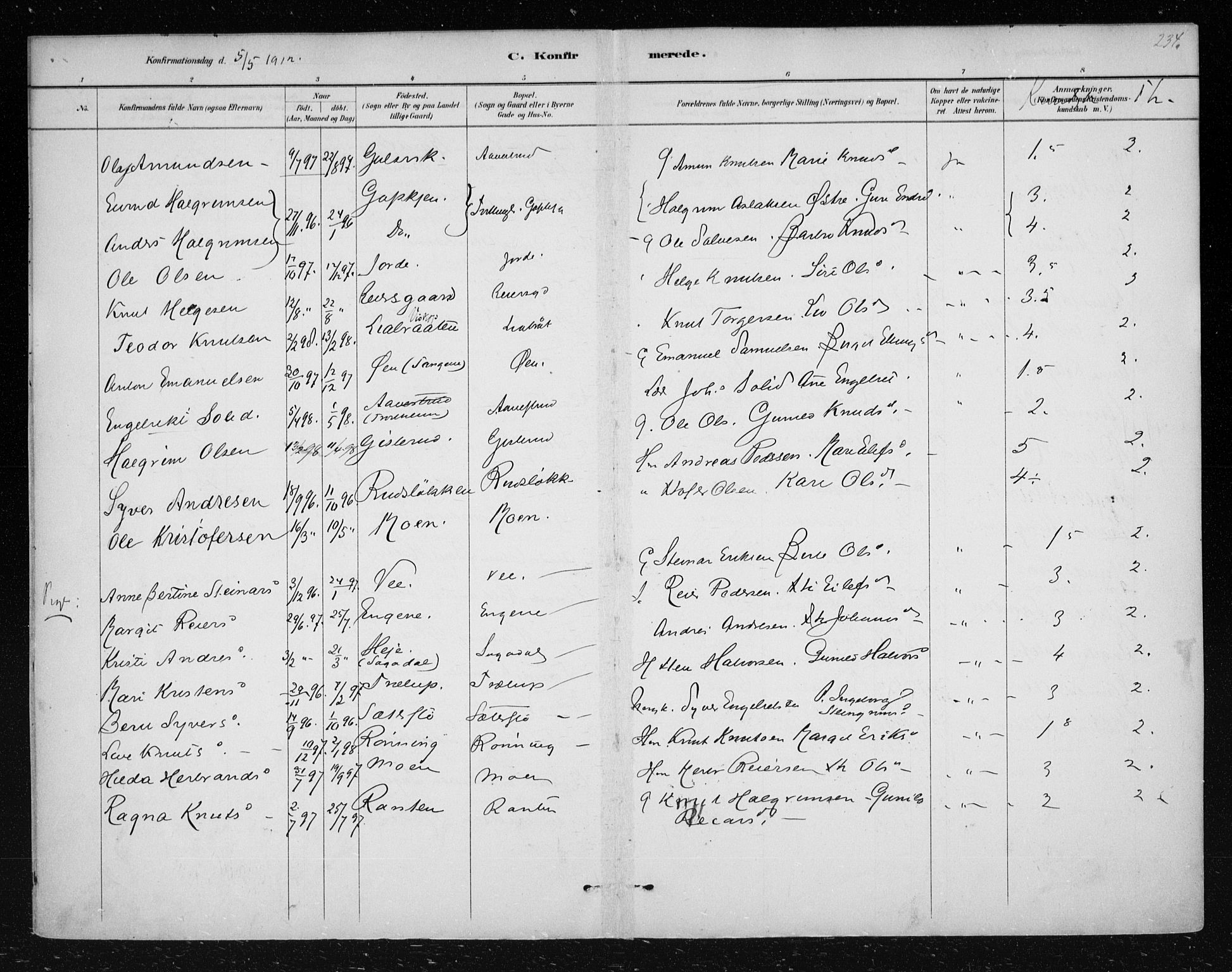 Nes kirkebøker, AV/SAKO-A-236/F/Fa/L0012: Parish register (official) no. 12, 1881-1917, p. 234