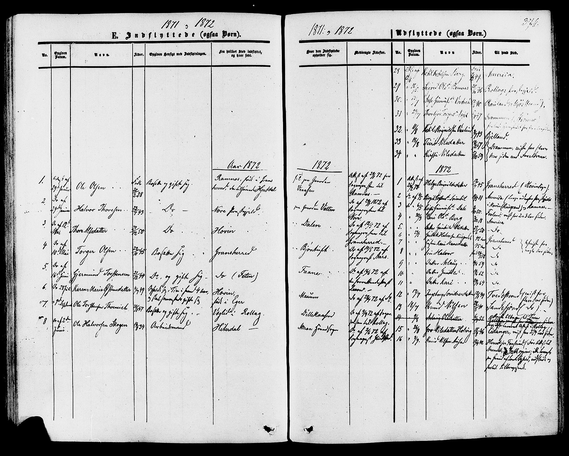 Tinn kirkebøker, AV/SAKO-A-308/F/Fa/L0006: Parish register (official) no. I 6, 1857-1878, p. 376