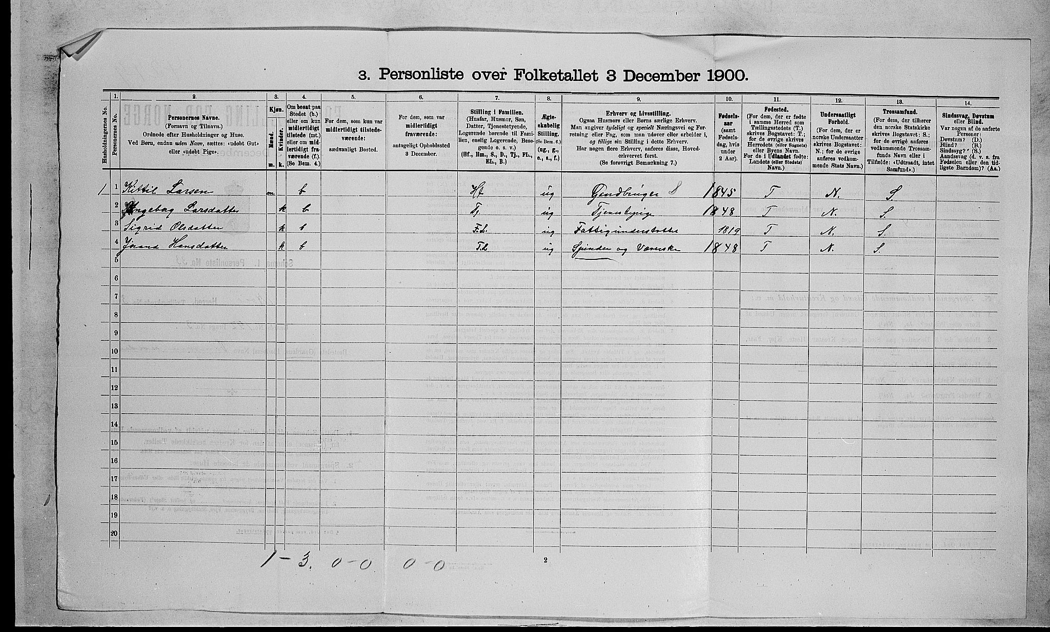 RA, 1900 census for Nore, 1900, p. 409