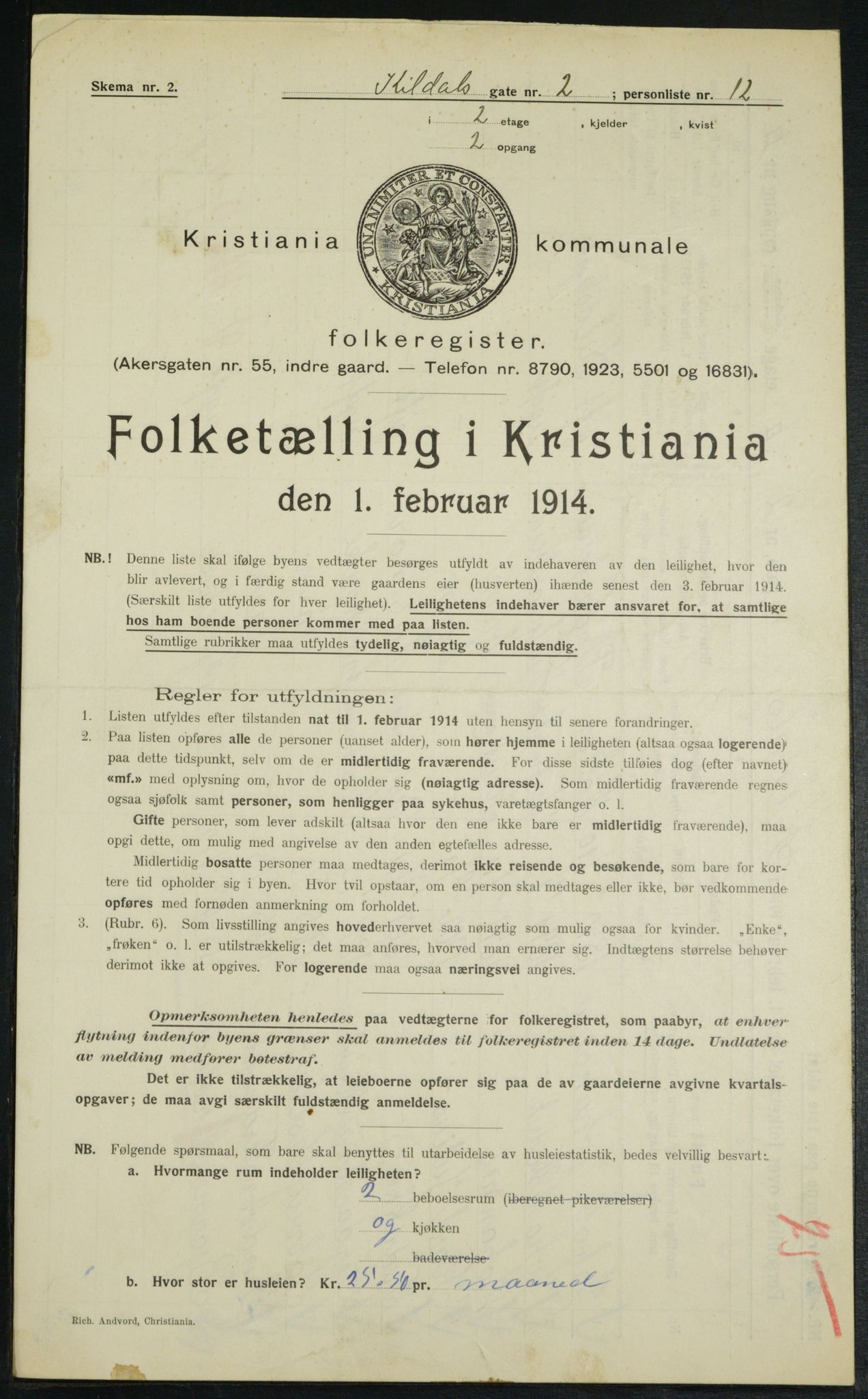 OBA, Municipal Census 1914 for Kristiania, 1914, p. 49485