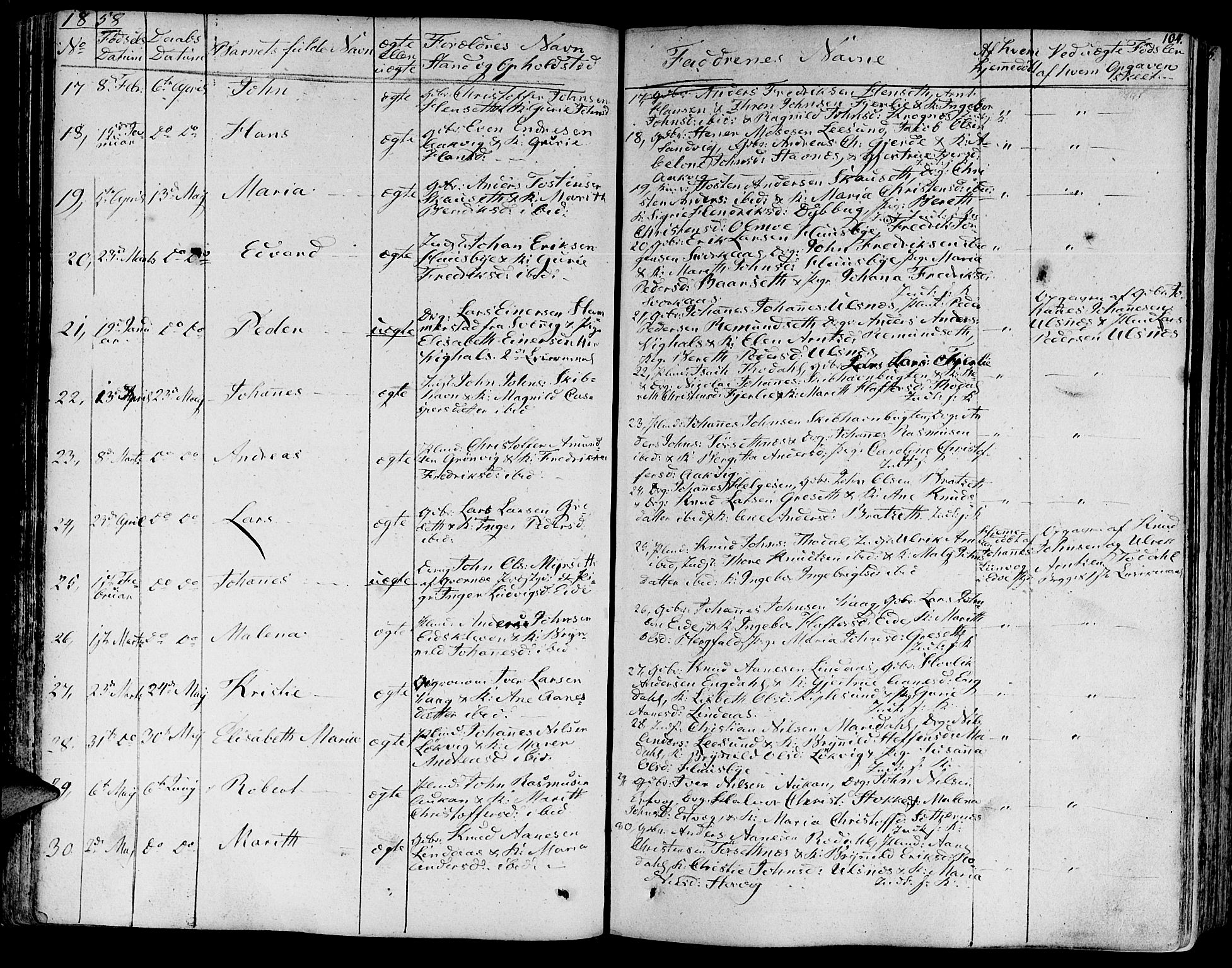 Ministerialprotokoller, klokkerbøker og fødselsregistre - Møre og Romsdal, AV/SAT-A-1454/578/L0904: Parish register (official) no. 578A03, 1836-1858, p. 104