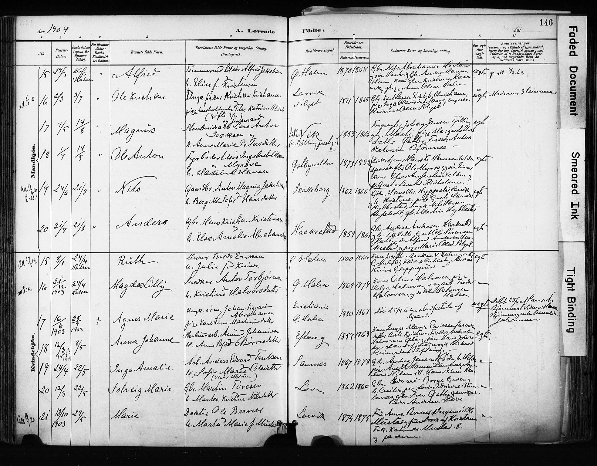 Tjølling kirkebøker, AV/SAKO-A-60/F/Fa/L0009: Parish register (official) no. 9, 1887-1905, p. 146