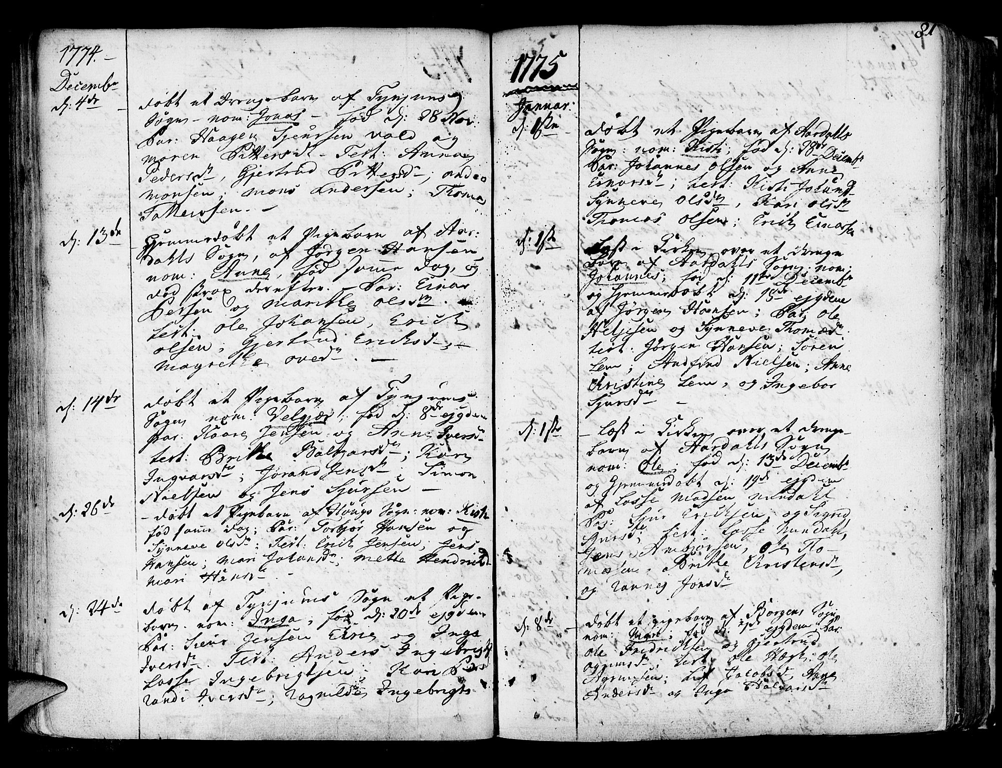 Lærdal sokneprestembete, AV/SAB-A-81201: Parish register (official) no. A 2, 1752-1782, p. 81