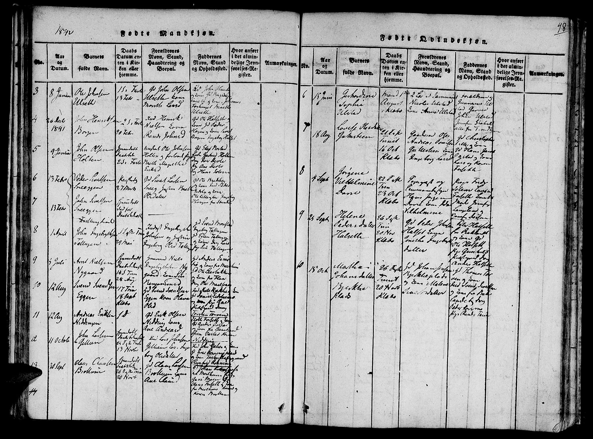 Ministerialprotokoller, klokkerbøker og fødselsregistre - Sør-Trøndelag, SAT/A-1456/618/L0439: Parish register (official) no. 618A04 /1, 1816-1843, p. 48
