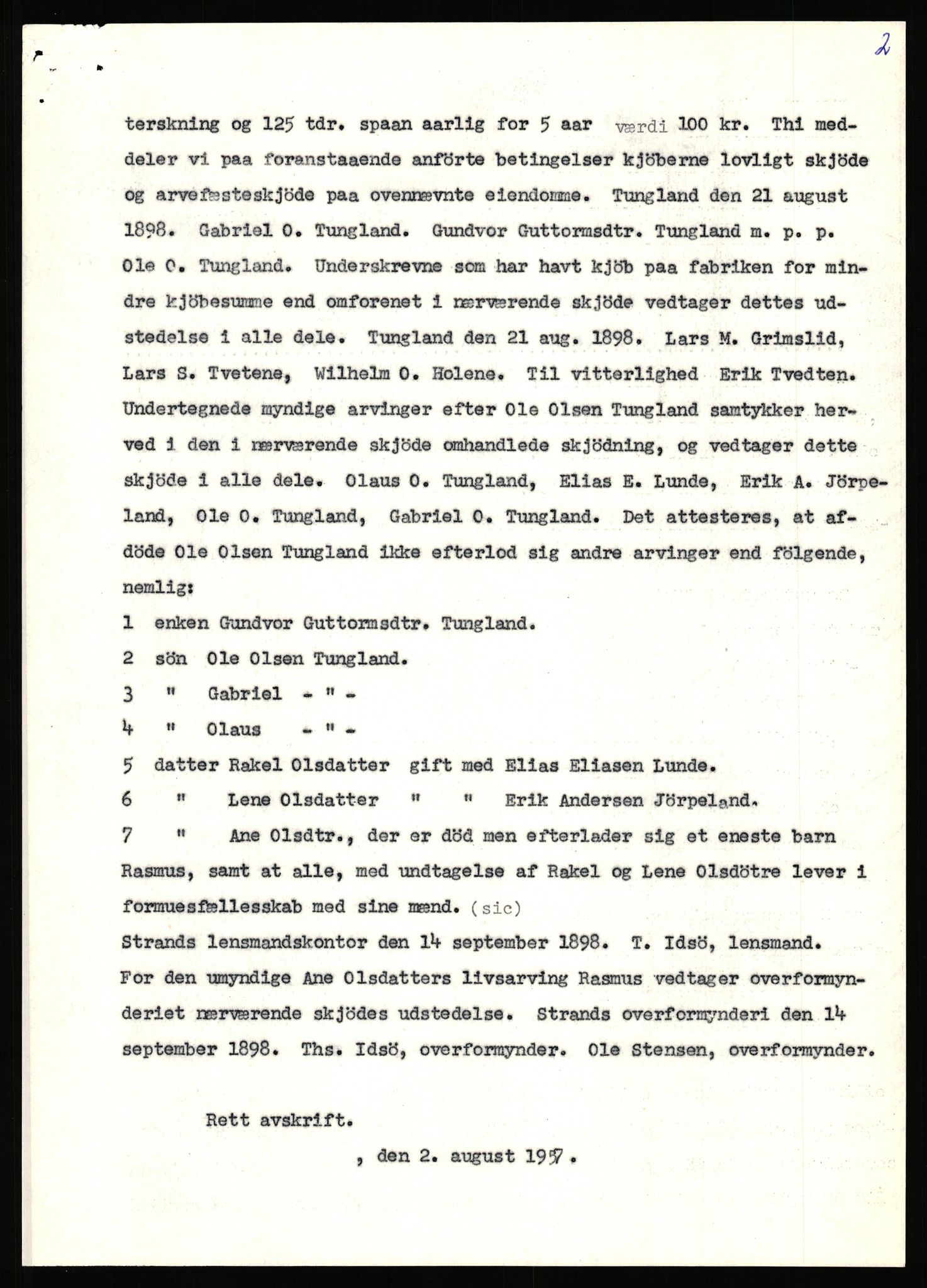 Statsarkivet i Stavanger, SAST/A-101971/03/Y/Yj/L0089: Avskrifter sortert etter gårdsnavn: Tuneim - Tørsdal ved Uglehaugen, 1750-1930, p. 130