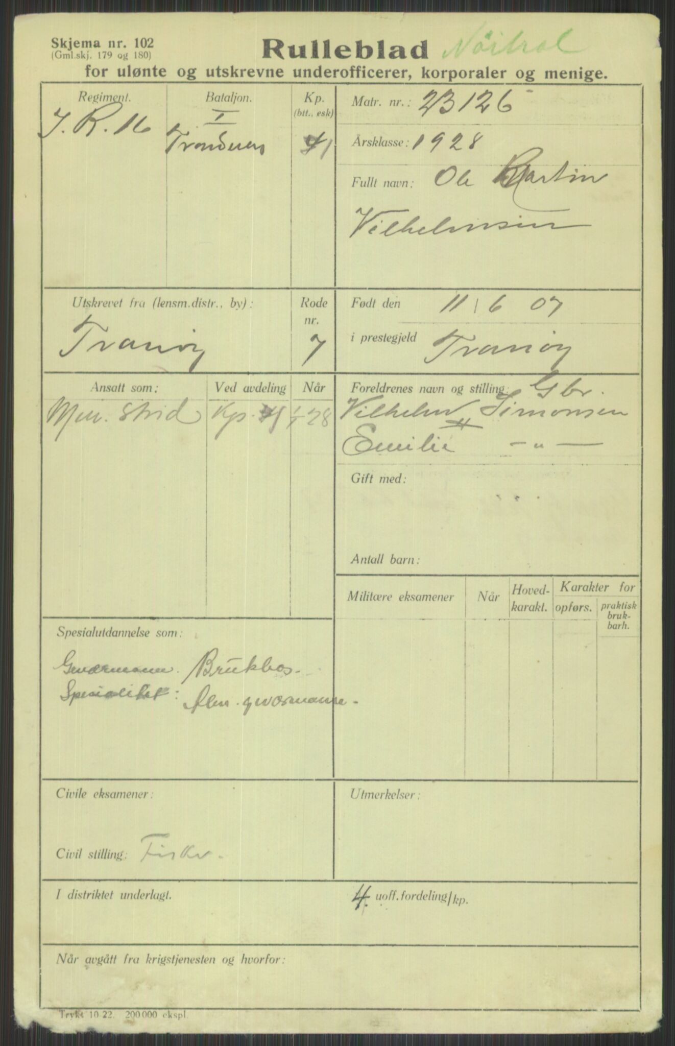 Forsvaret, Troms infanteriregiment nr. 16, AV/RA-RAFA-3146/P/Pa/L0013/0003: Rulleblad / Rulleblad for regimentets menige mannskaper, årsklasse 1928, 1928, p. 779