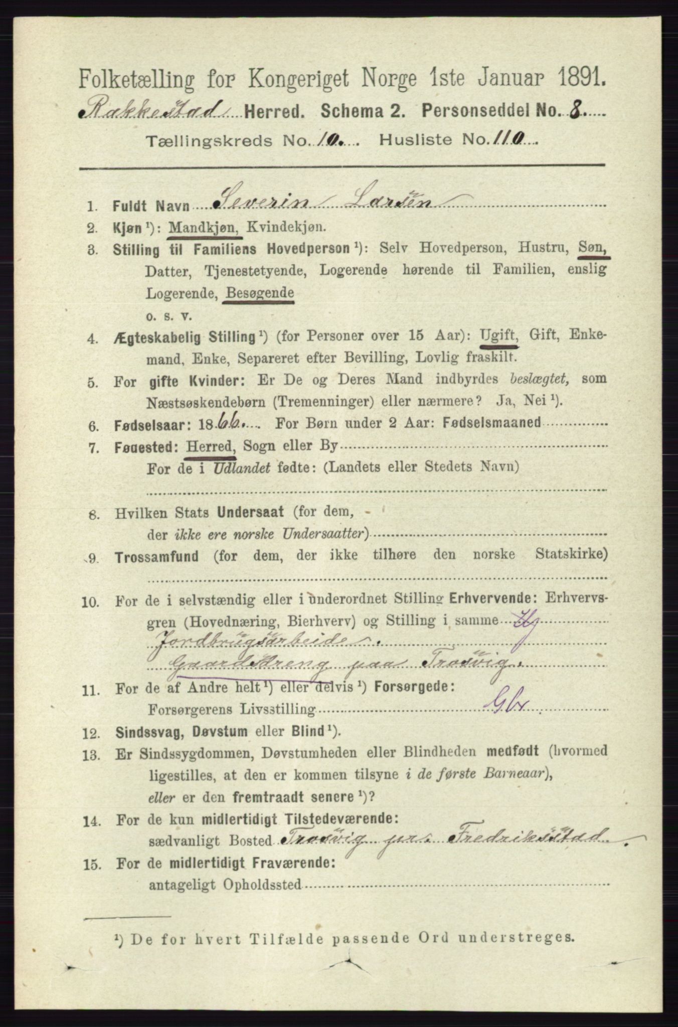 RA, 1891 census for 0128 Rakkestad, 1891, p. 5069