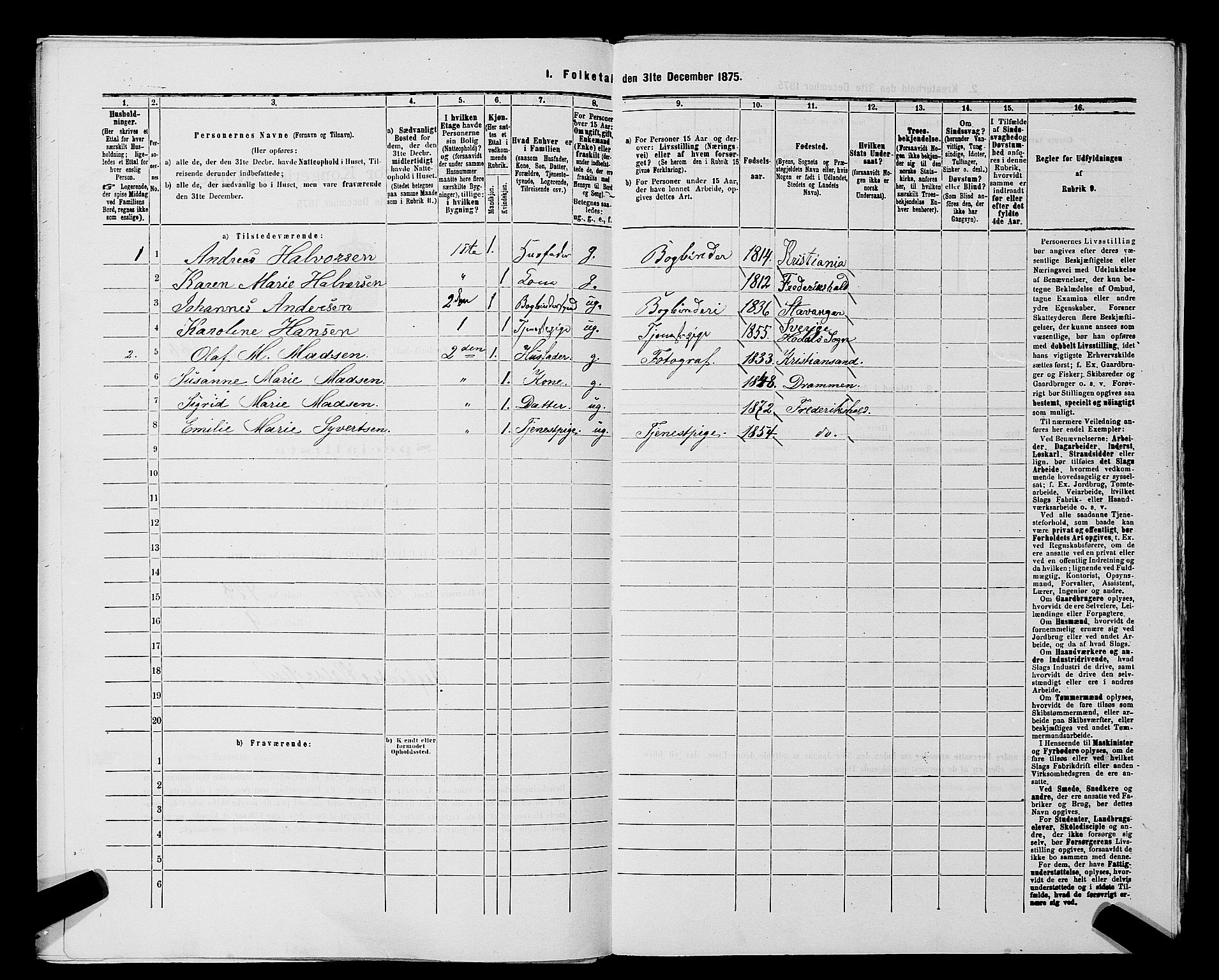 RA, 1875 census for 0101P Fredrikshald, 1875, p. 950