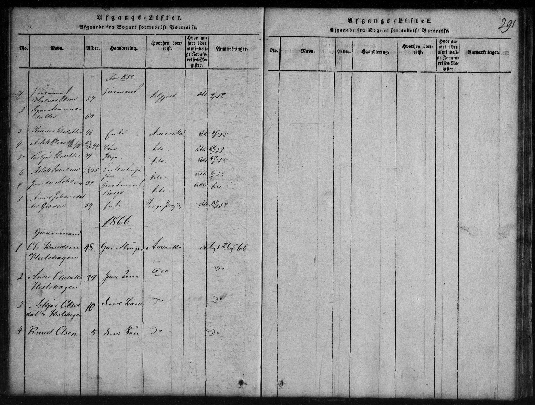 Rauland kirkebøker, SAKO/A-292/G/Gb/L0001: Parish register (copy) no. II 1, 1815-1886, p. 291