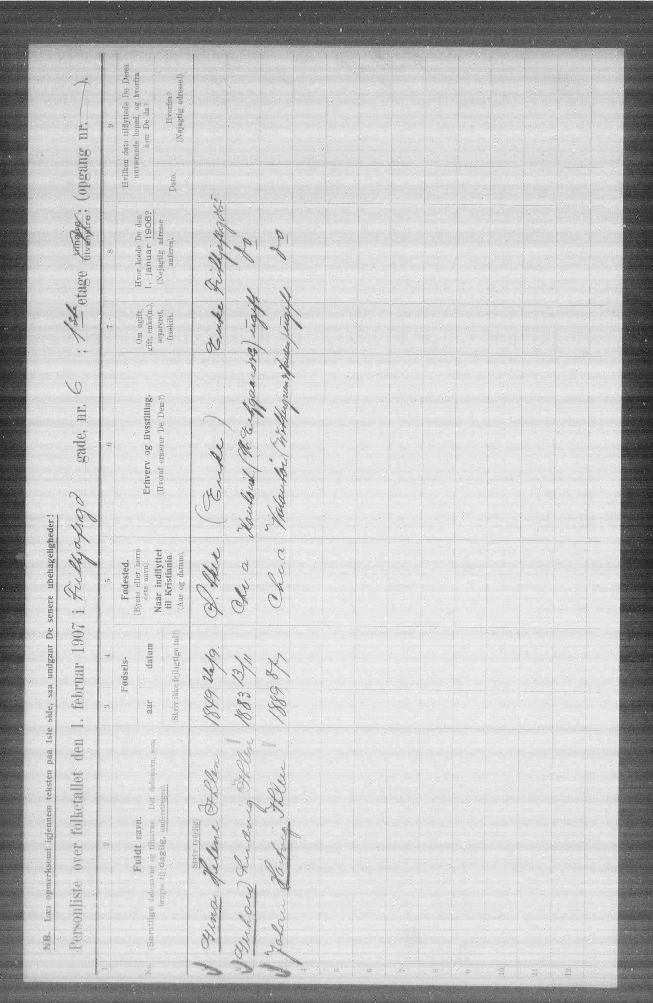 OBA, Municipal Census 1907 for Kristiania, 1907, p. 13602