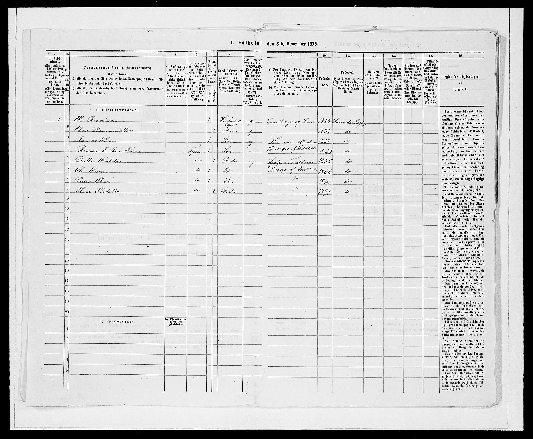 SAB, 1875 Census for 1444P Hornindal, 1875, p. 392