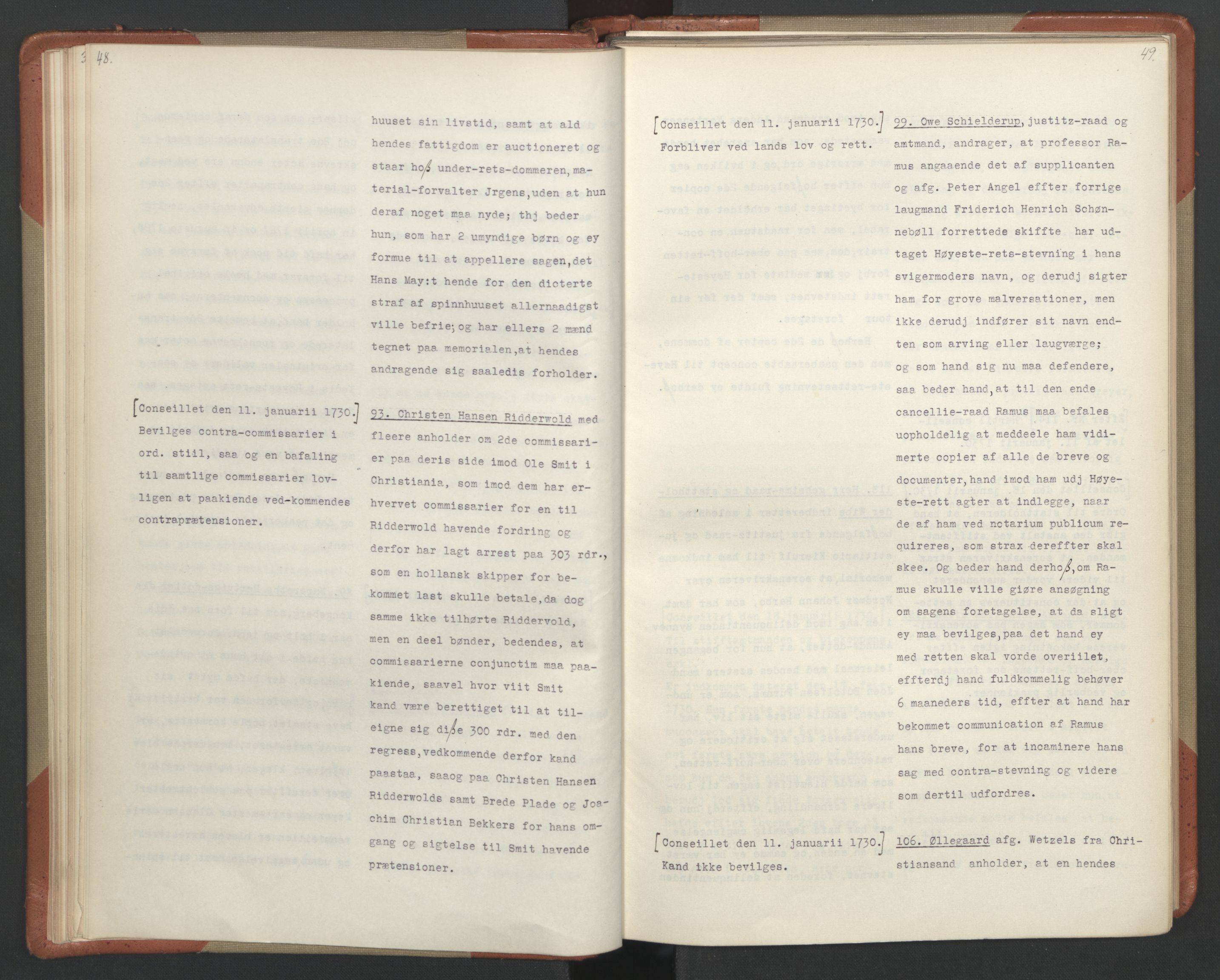 Avskriftsamlingen, AV/RA-EA-4022/F/Fa/L0093: Supplikker, 1730, p. 28