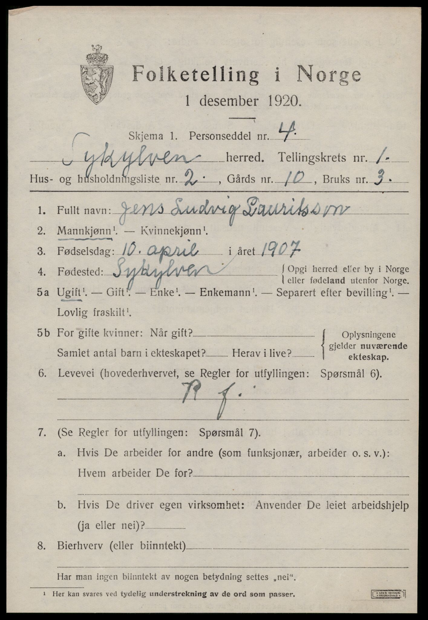 SAT, 1920 census for Sykkylven, 1920, p. 939