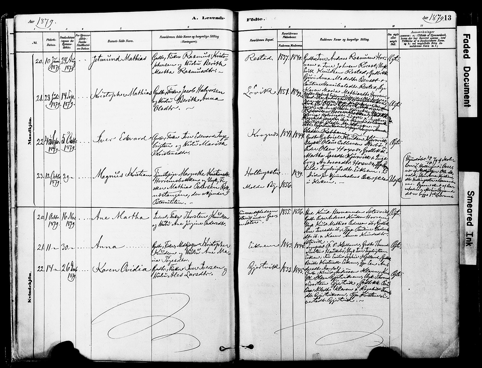 Ministerialprotokoller, klokkerbøker og fødselsregistre - Møre og Romsdal, SAT/A-1454/560/L0721: Parish register (official) no. 560A05, 1878-1917, p. 13