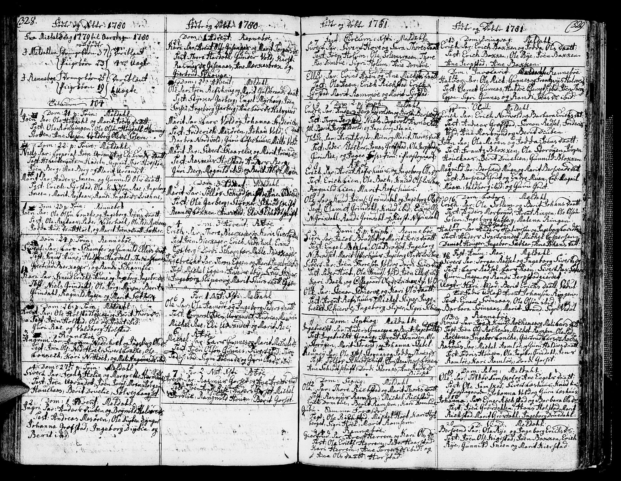 Ministerialprotokoller, klokkerbøker og fødselsregistre - Sør-Trøndelag, SAT/A-1456/672/L0852: Parish register (official) no. 672A05, 1776-1815, p. 328-329