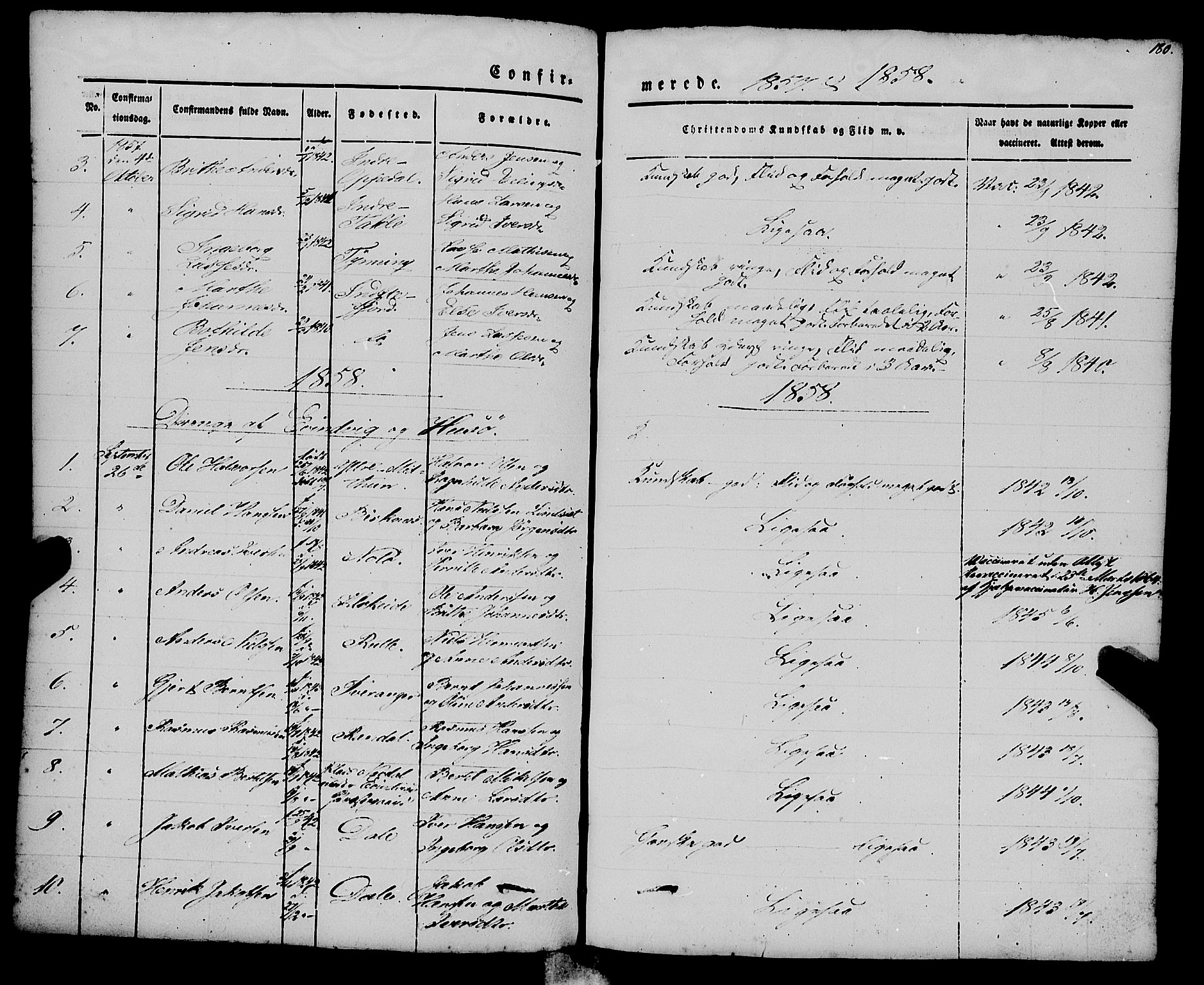 Gulen sokneprestembete, SAB/A-80201/H/Haa/Haaa/L0021: Parish register (official) no. A 21, 1848-1858, p. 180