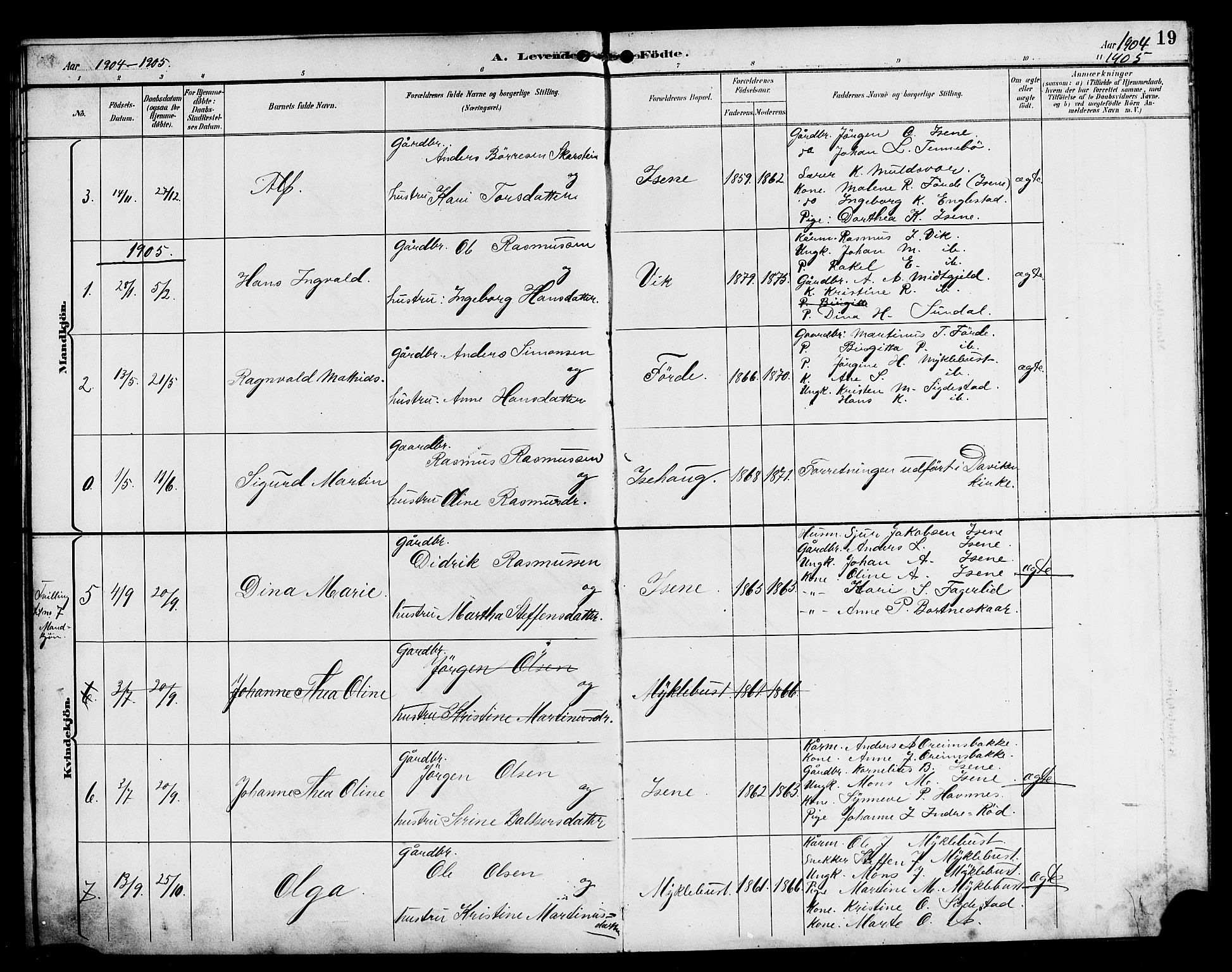 Davik sokneprestembete, SAB/A-79701/H/Hab/Habd/L0002: Parish register (copy) no. D 2, 1890-1919, p. 19