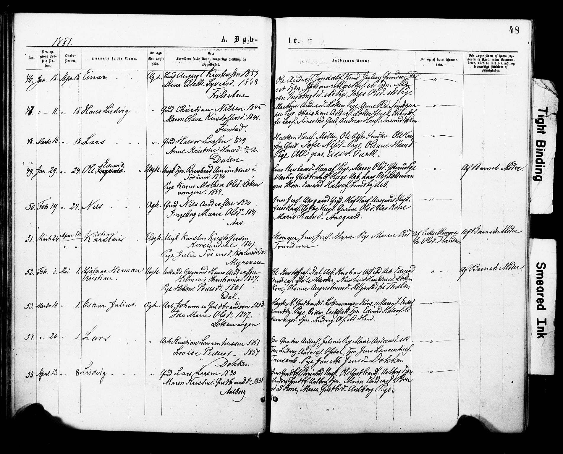 Eidsvoll prestekontor Kirkebøker, AV/SAO-A-10888/F/Fa/L0001: Parish register (official) no. I 1, 1877-1881, p. 48