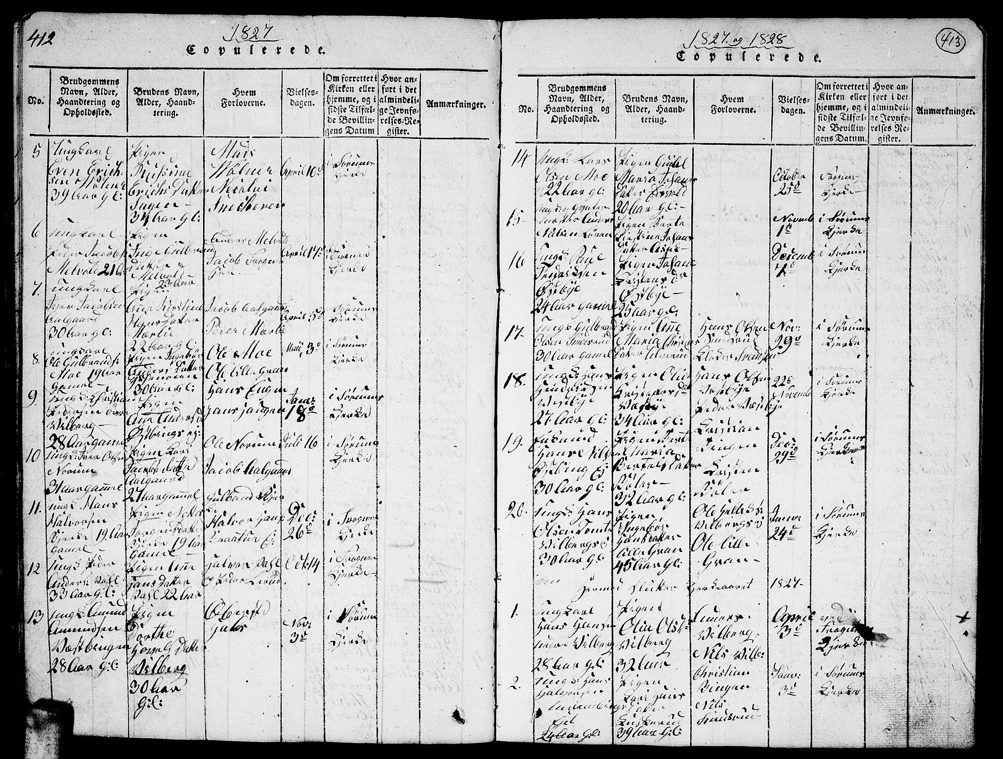 Sørum prestekontor Kirkebøker, AV/SAO-A-10303/G/Ga/L0001: Parish register (copy) no. I 1, 1814-1829, p. 412-413