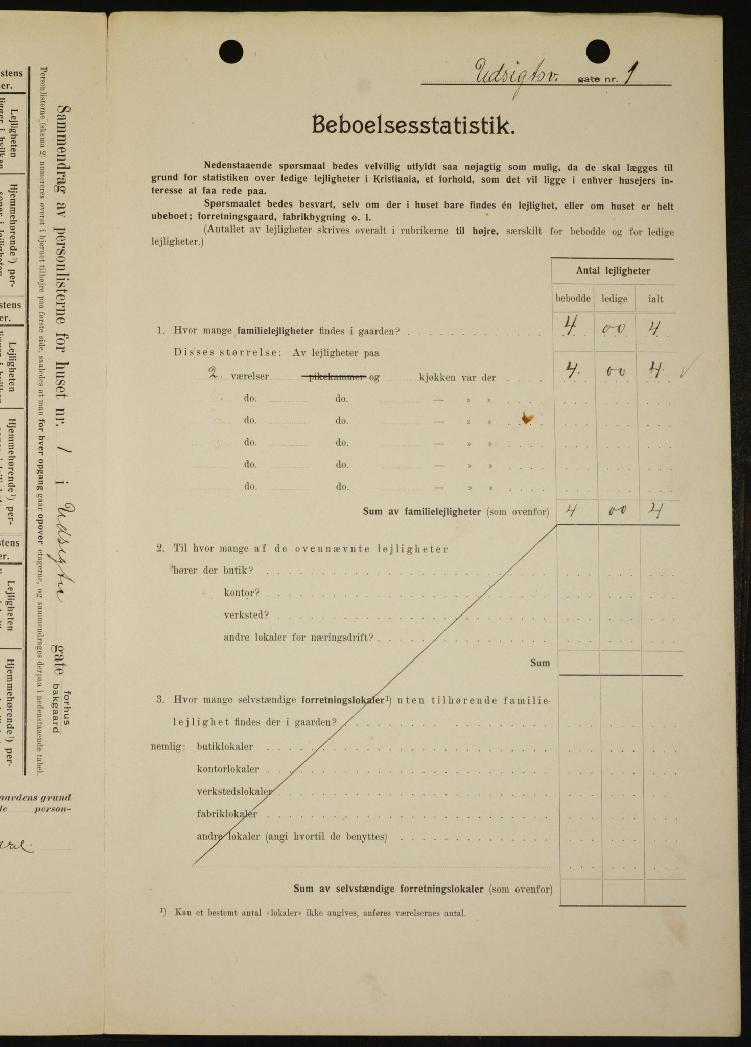 OBA, Municipal Census 1909 for Kristiania, 1909, p. 110070