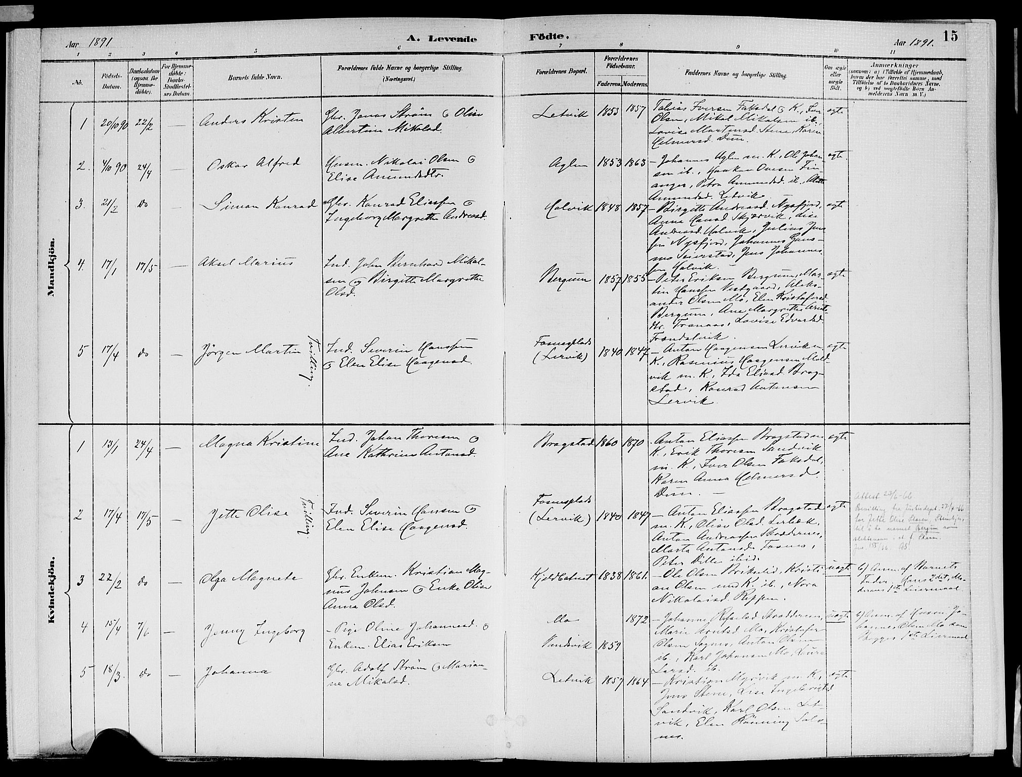 Ministerialprotokoller, klokkerbøker og fødselsregistre - Nord-Trøndelag, AV/SAT-A-1458/773/L0617: Parish register (official) no. 773A08, 1887-1910, p. 15